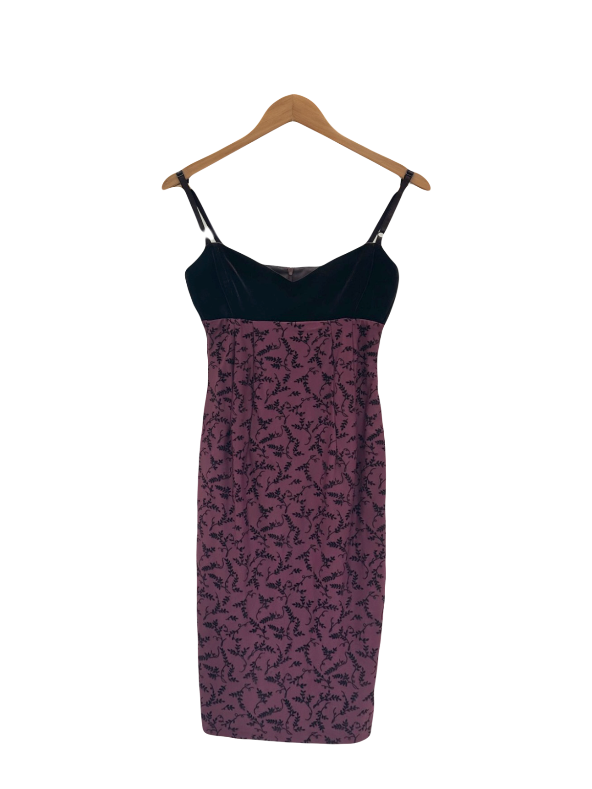 Vintage 90s Velvet Babydoll Midi Dress (XS/S)