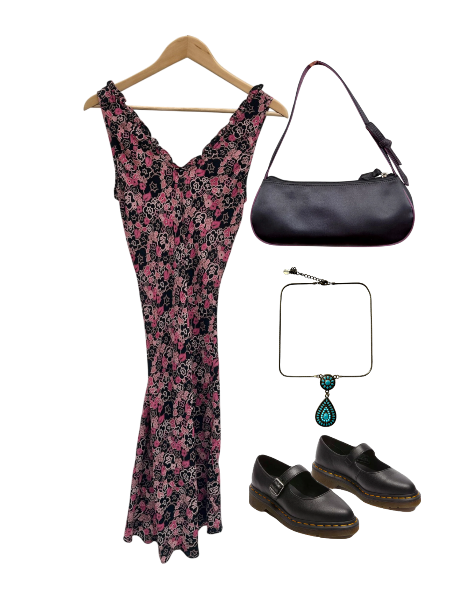 Vintage 90s Slinky Floral Midi Dress (S)