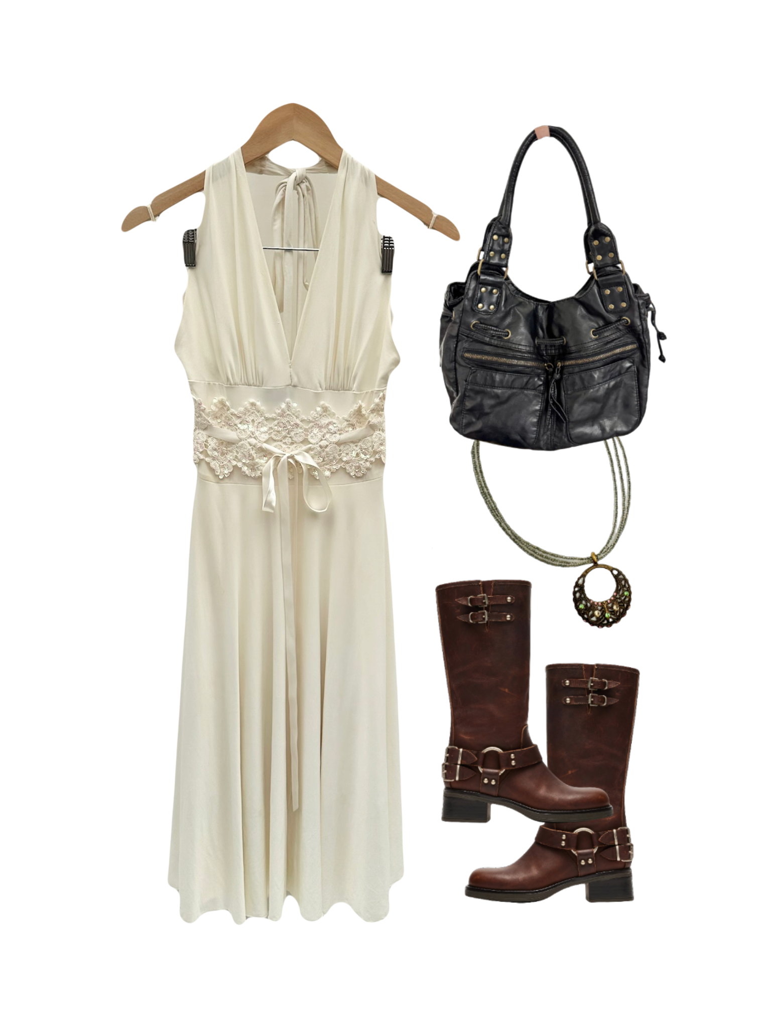Vintage 90s Dainty Halter Midi Dress (M)