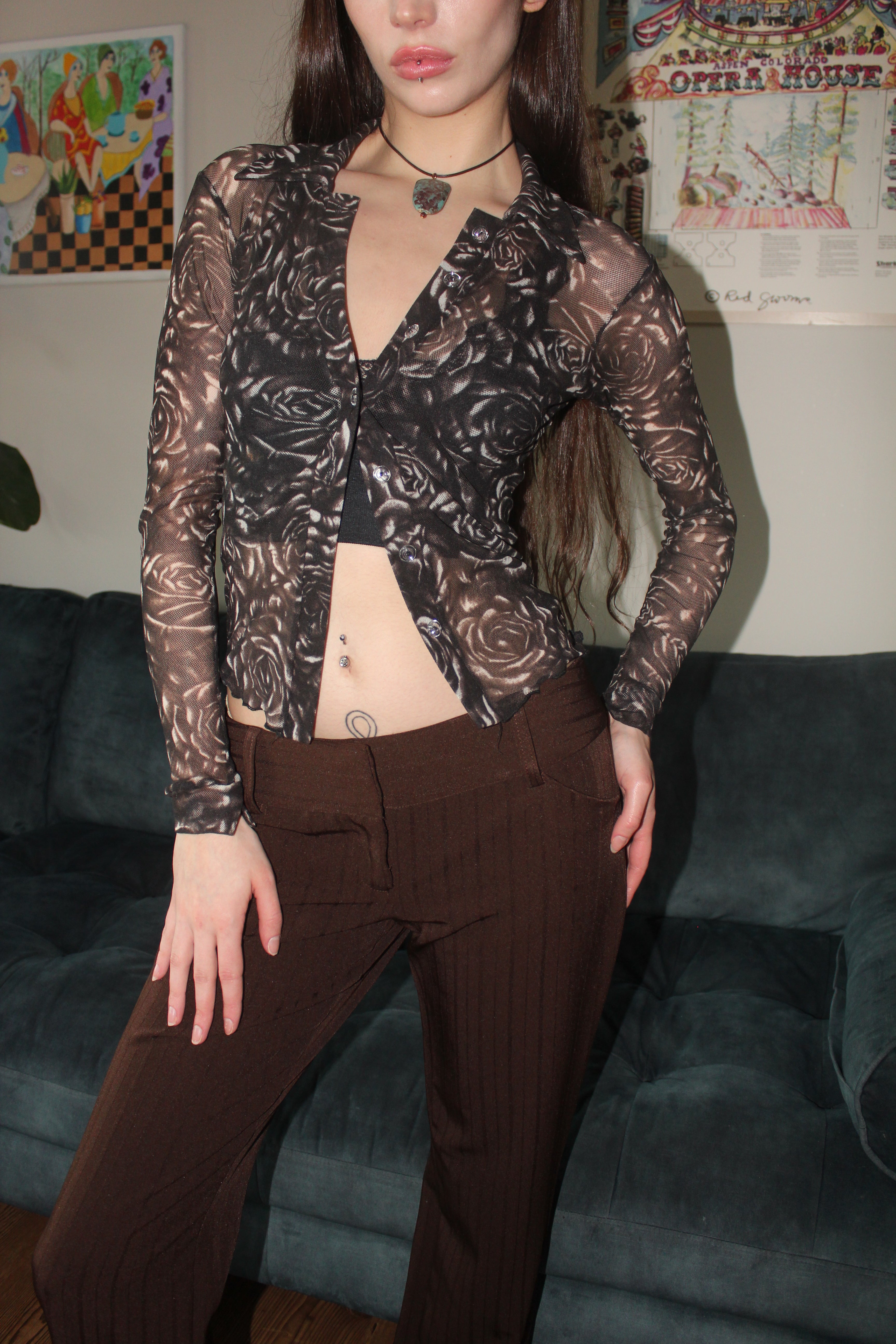 Vintage 90s Sheer BEBE Button UP (XS)
