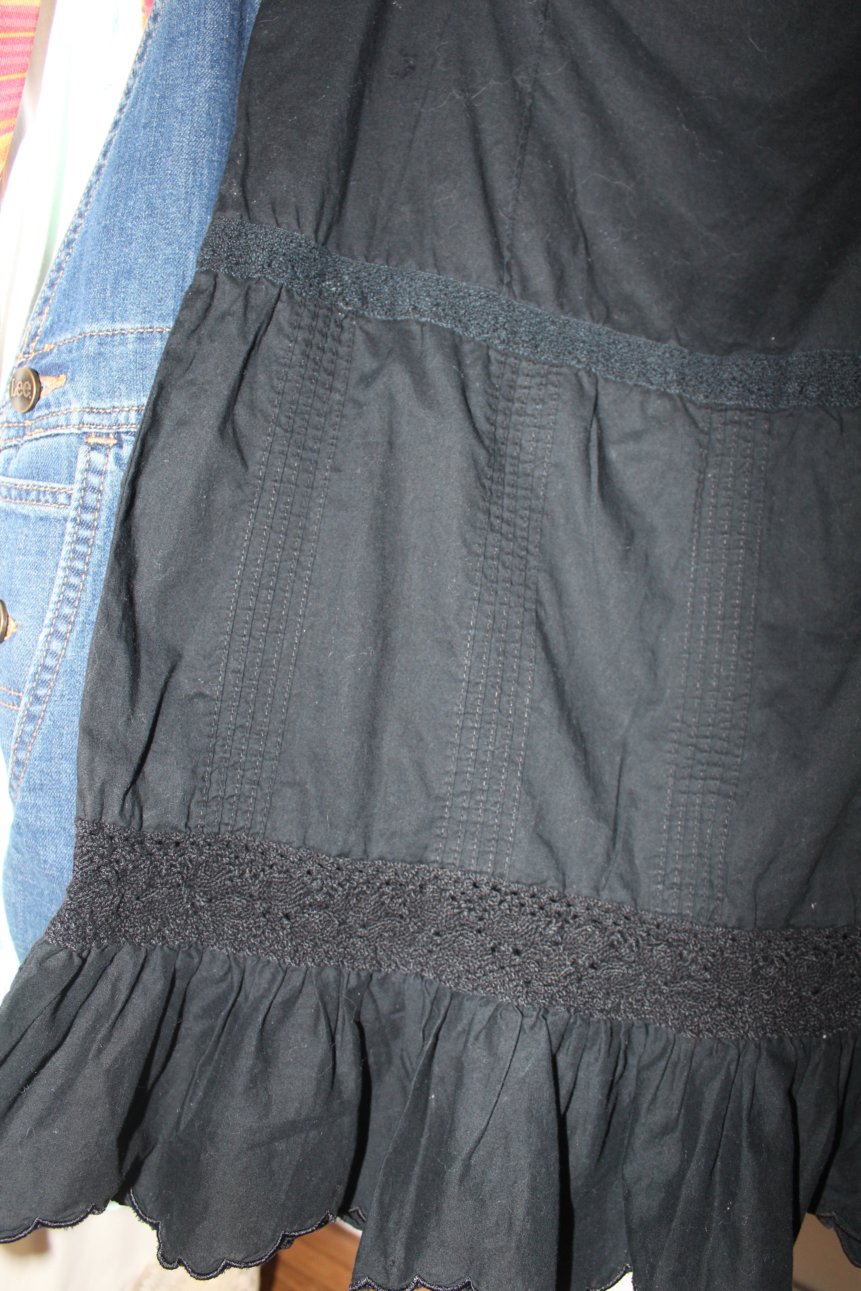 Vintage 90s Ruffled Cotton Midi Skirt (S/M)