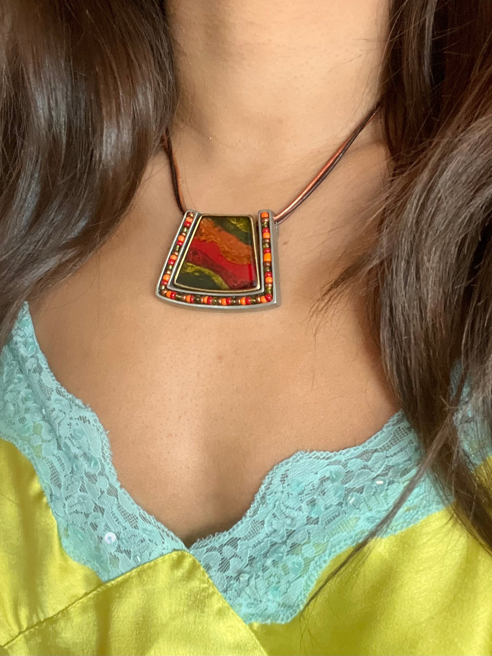 Retro Abstract Pendant Necklace