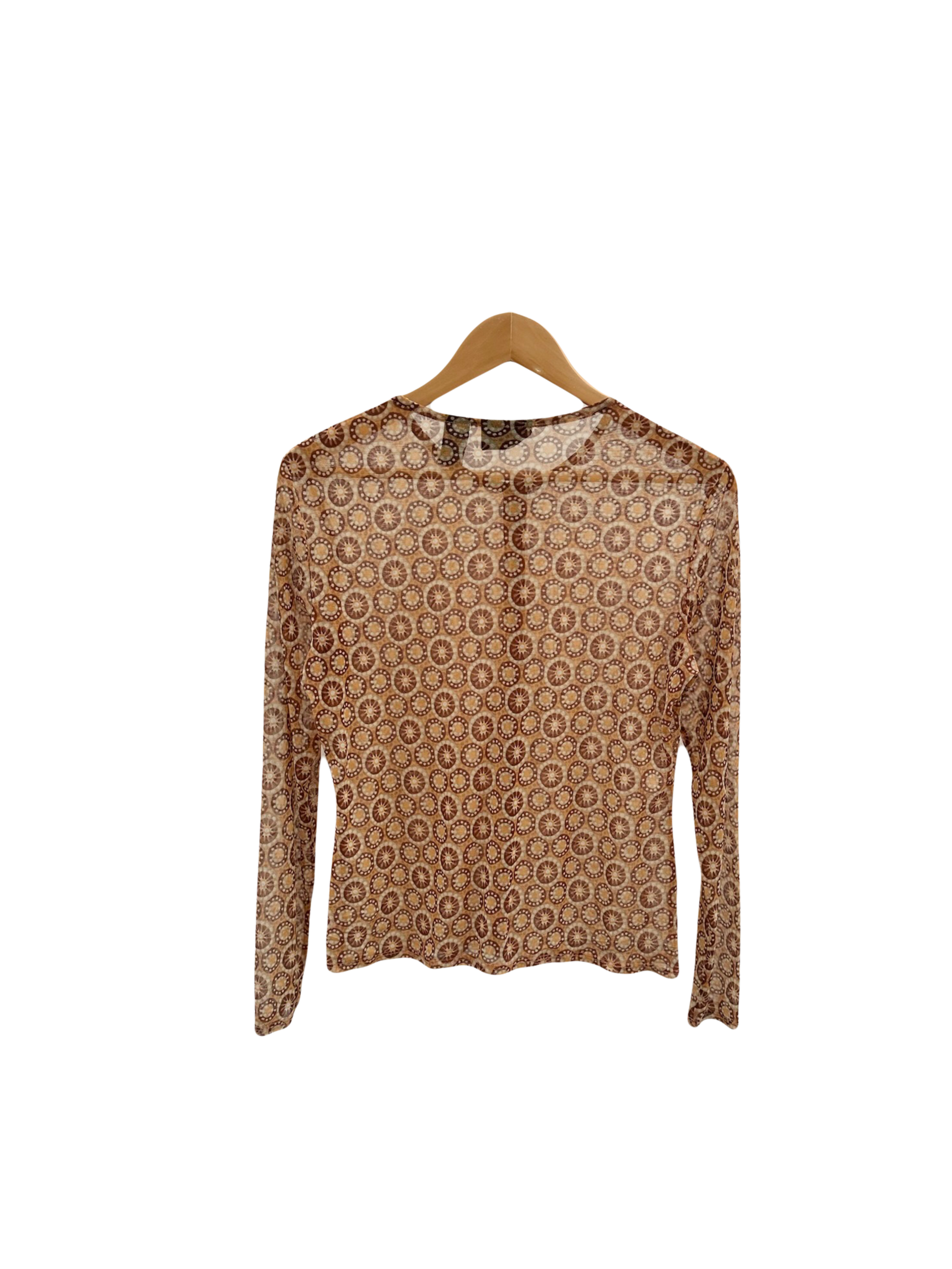 Vintage 90s Sheer Tangerine Geometric Button Up (M)