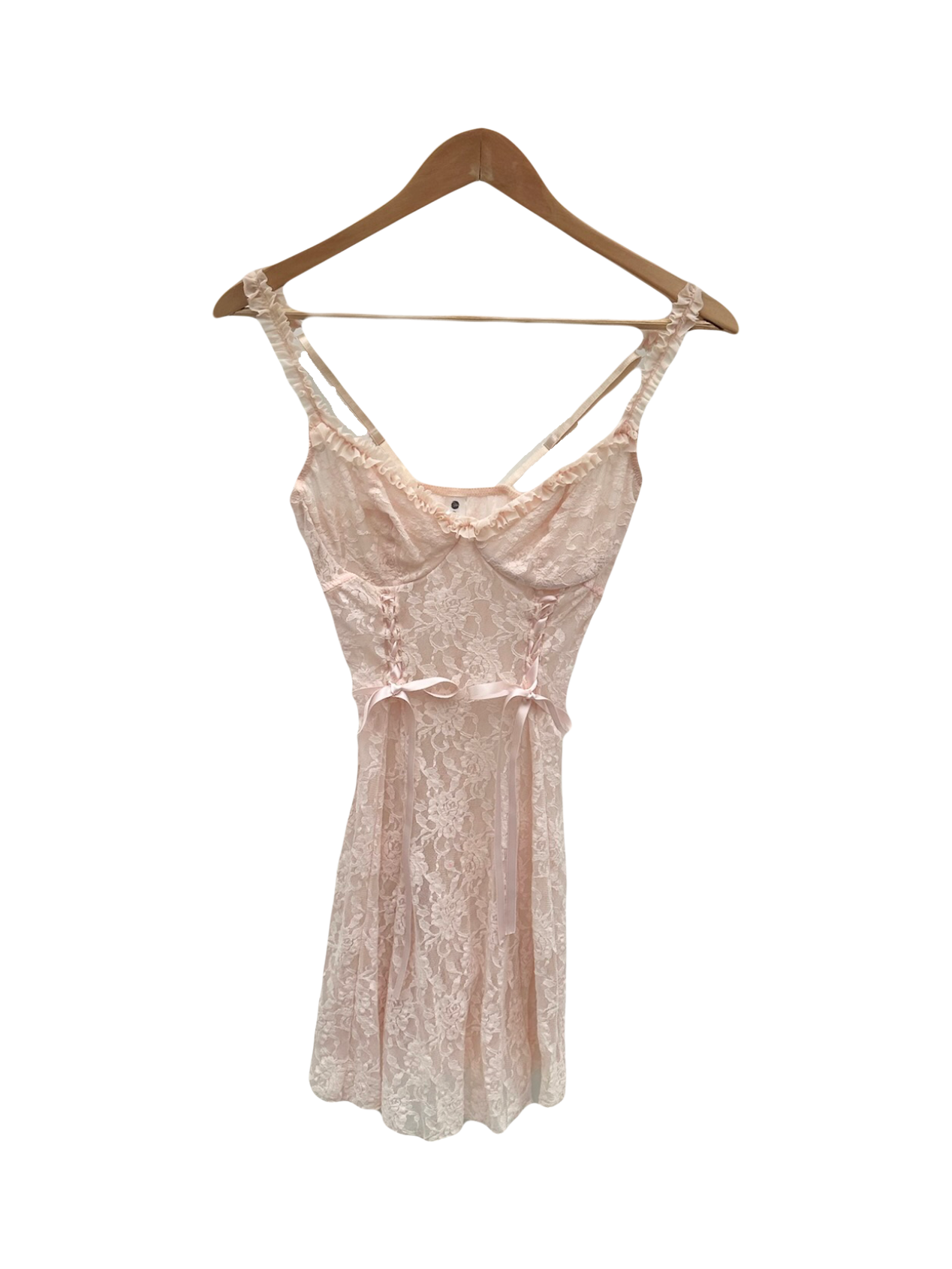Vintage Y2K Peachy Lace Mini Dress (S)