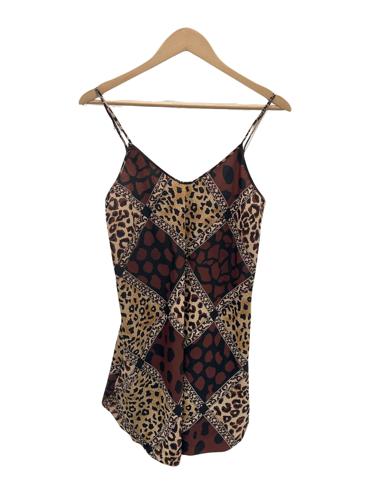 Vintage 90s Funky Mixed Pattern Mini Slip Dress (M)