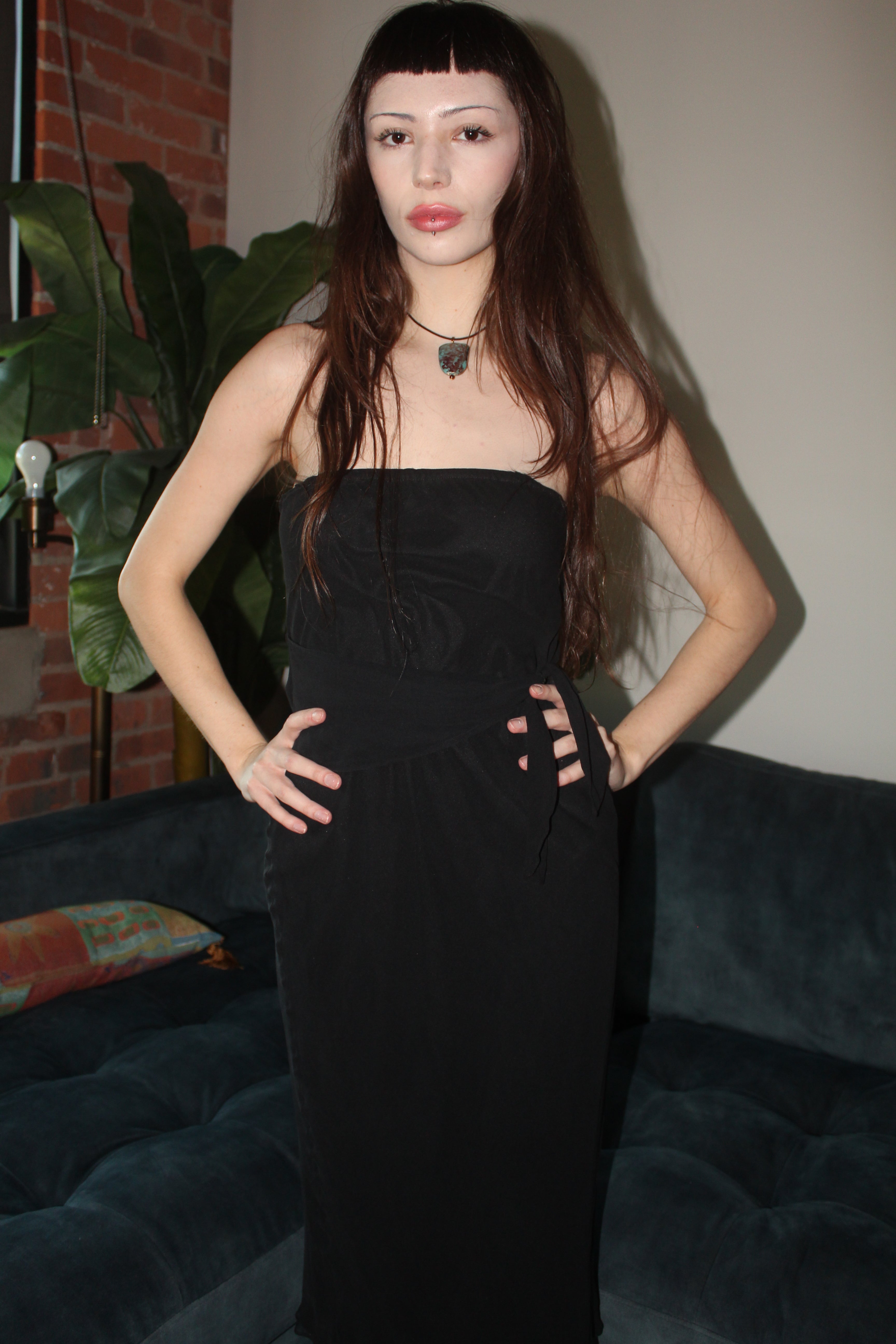 Vintage 90s Silk Betsy Johnson Midi Dress (S)