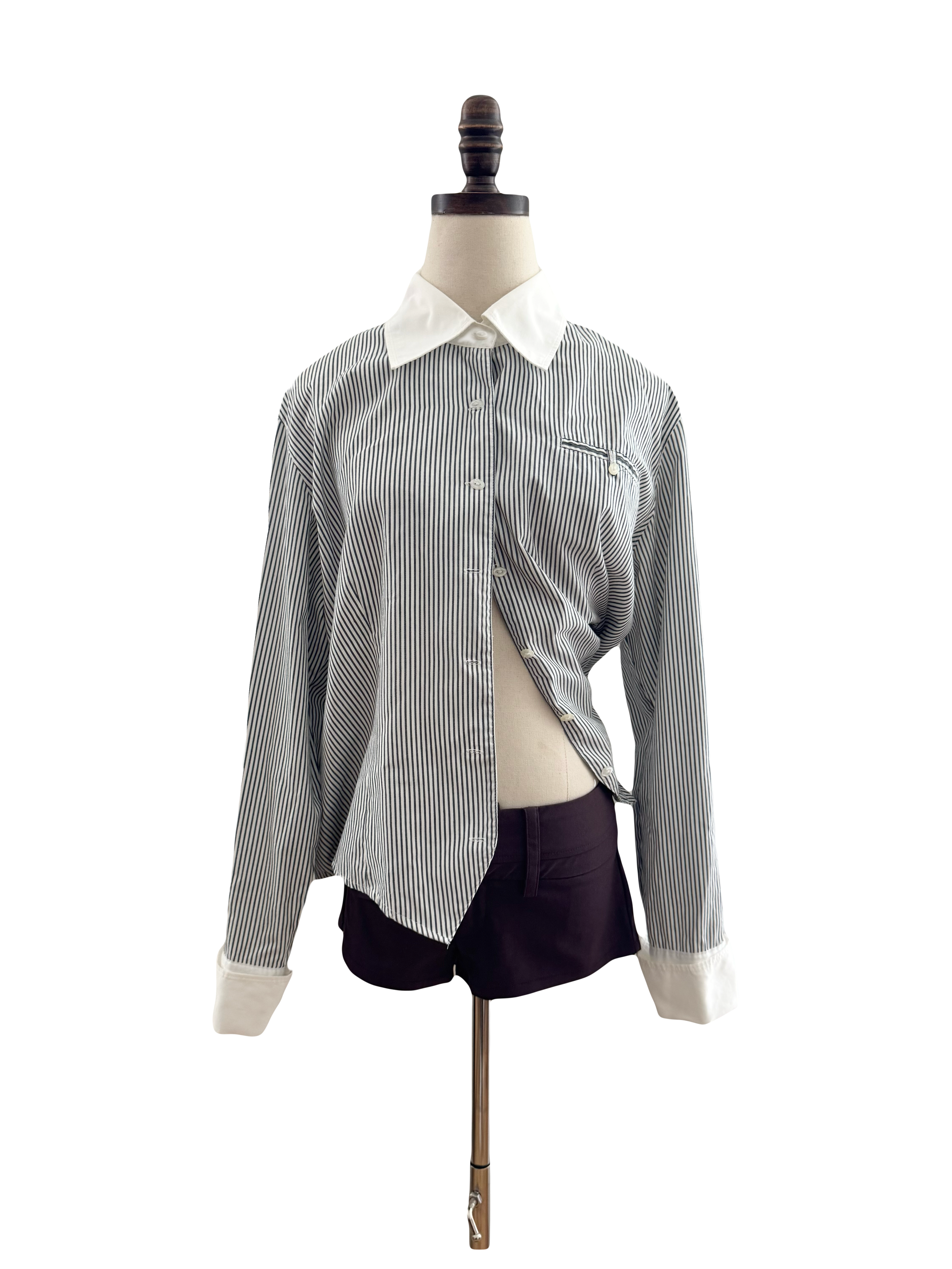 Vintage 90s Contrast Striped Button Up (L)
