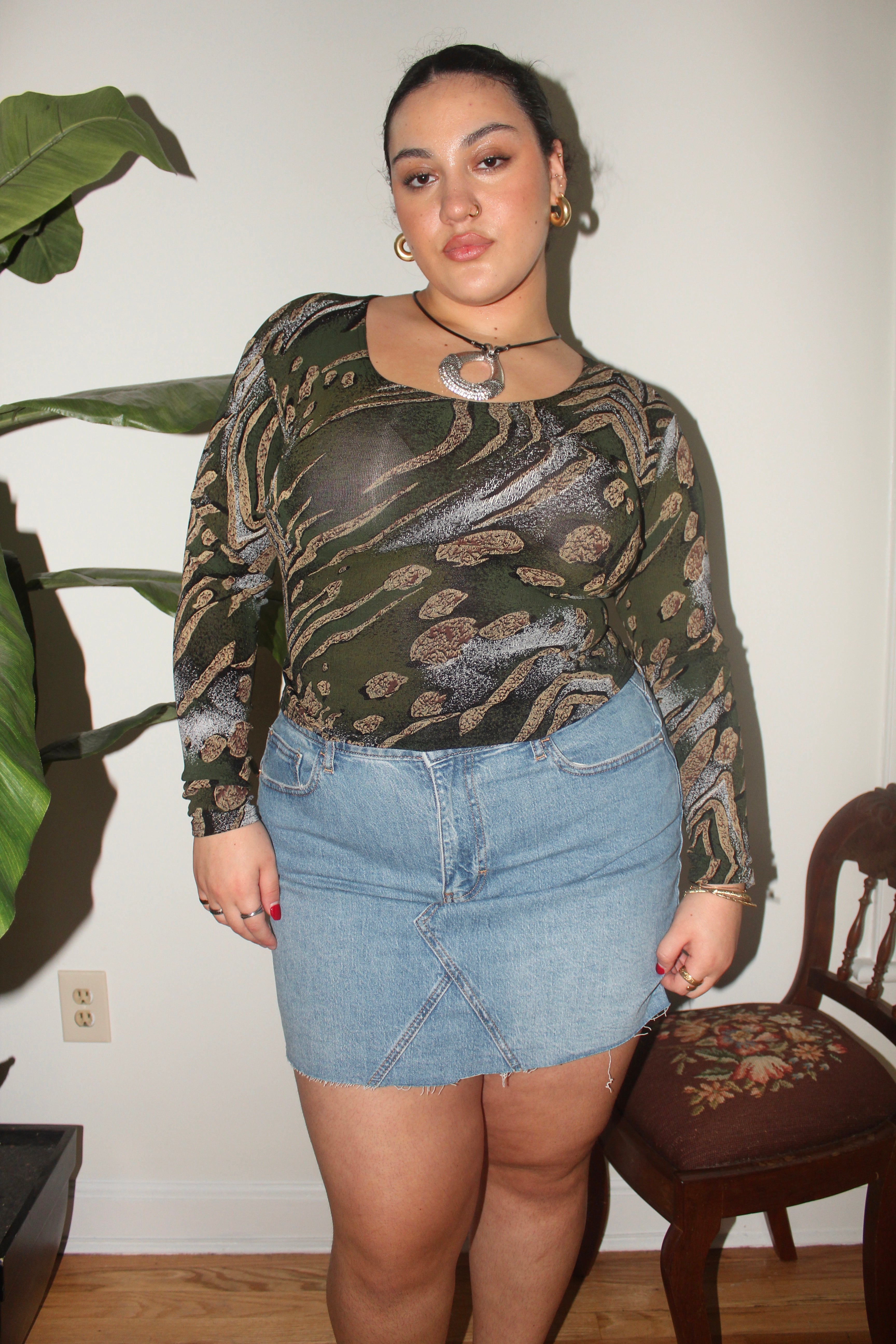 Vintage 90s Slinky Abstract Long Sleeve (L)