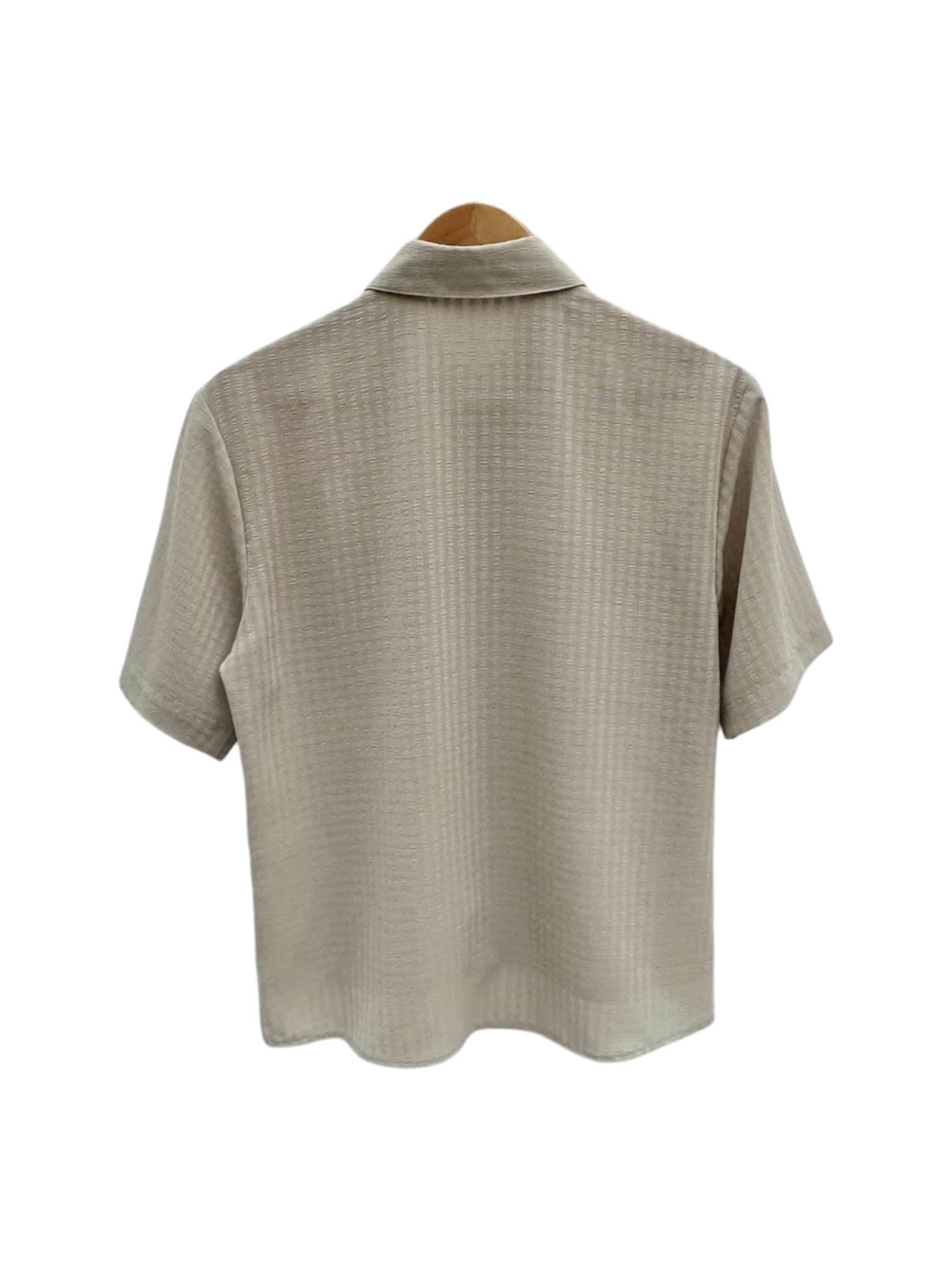 Vintage 90s Taupe Short Sleeve Blouse (M)