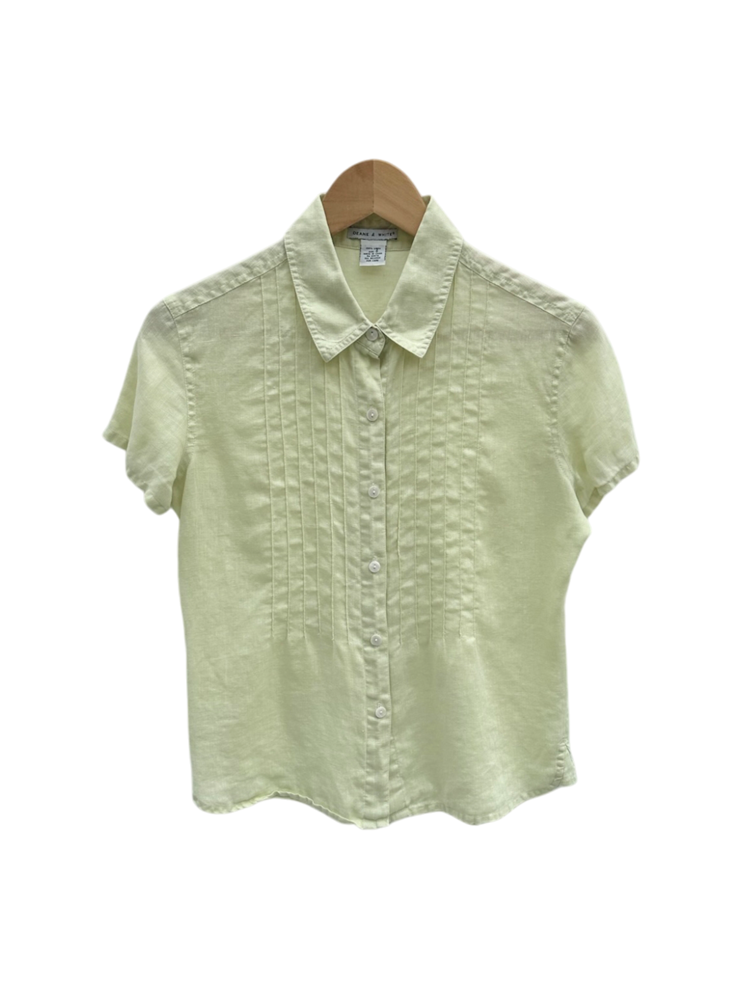 Vintage 90s Lime Linen Short Sleeve (S/M)