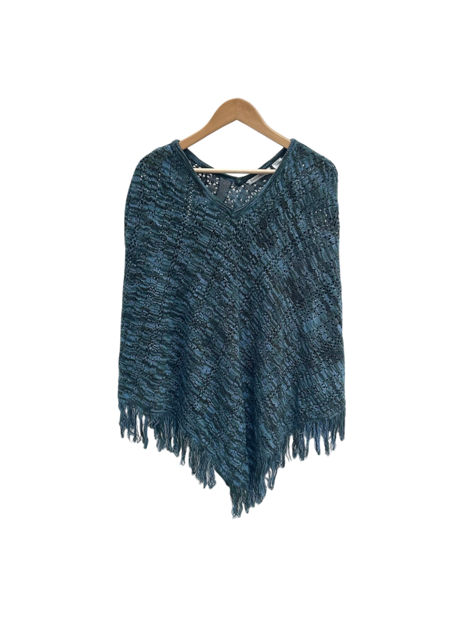 Vintage 90s Retro Melange Fringe Poncho (L)
