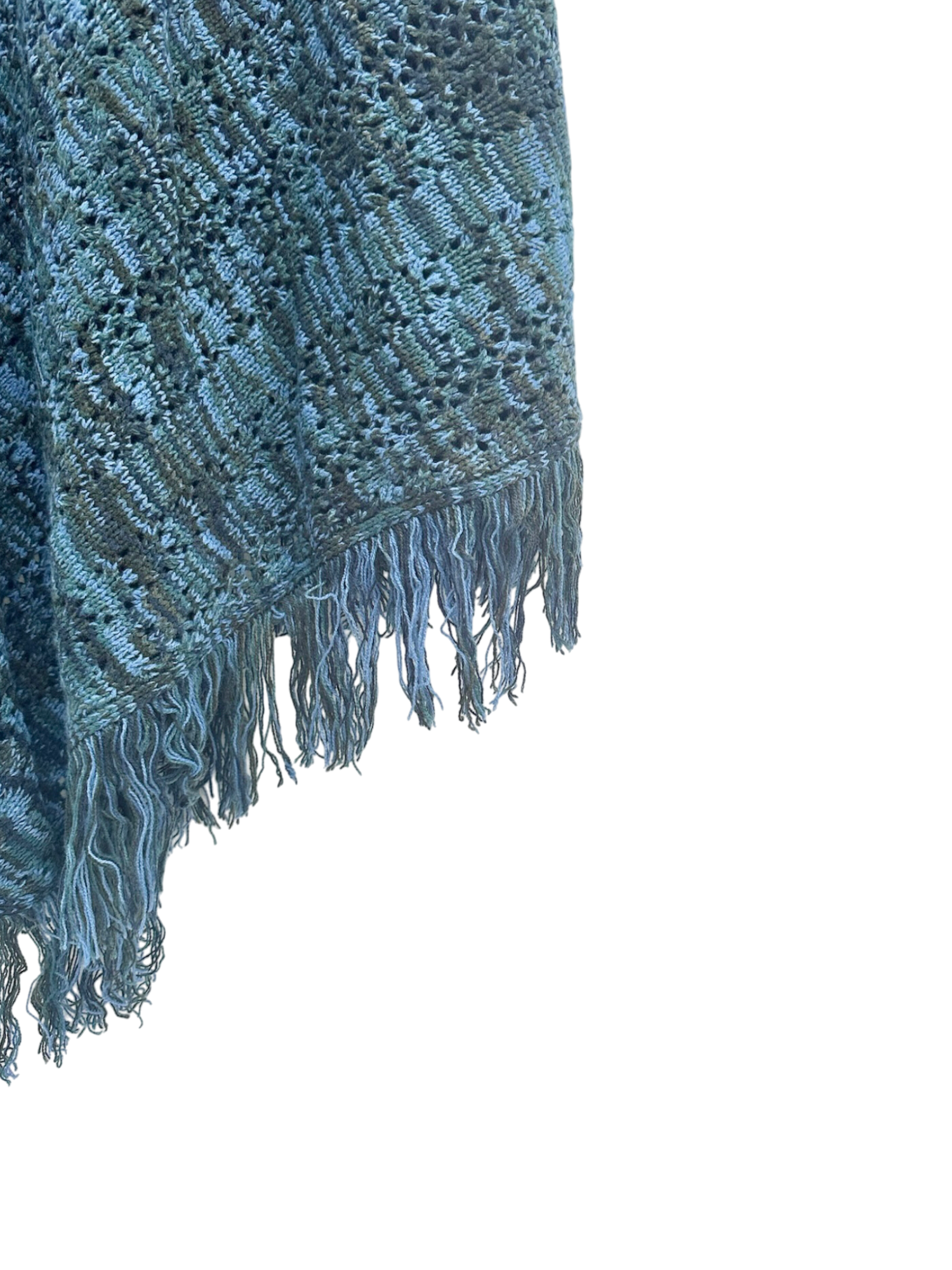 Vintage 90s Retro Melange Fringe Poncho (L)