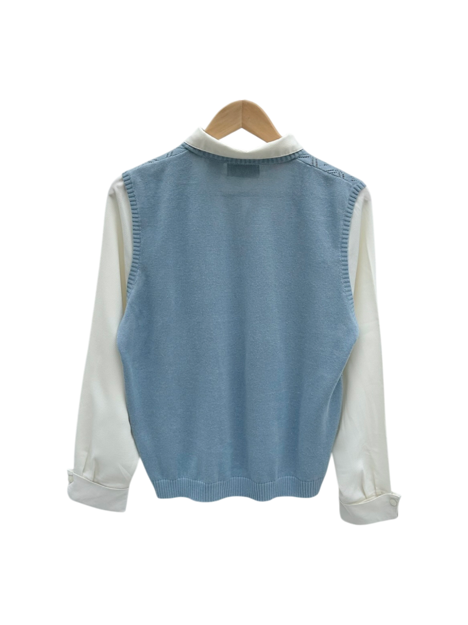 Vintage 90s Layered Vest Collared Blouse (M)