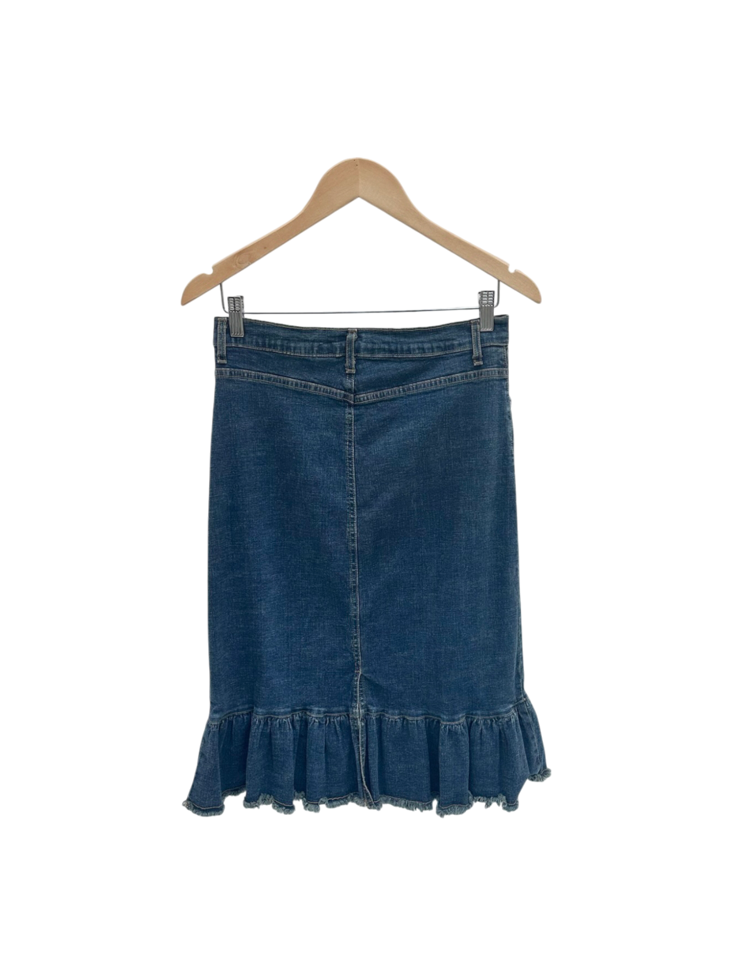 Vintage 90s Retro Ruffled Denim Skirt (M)
