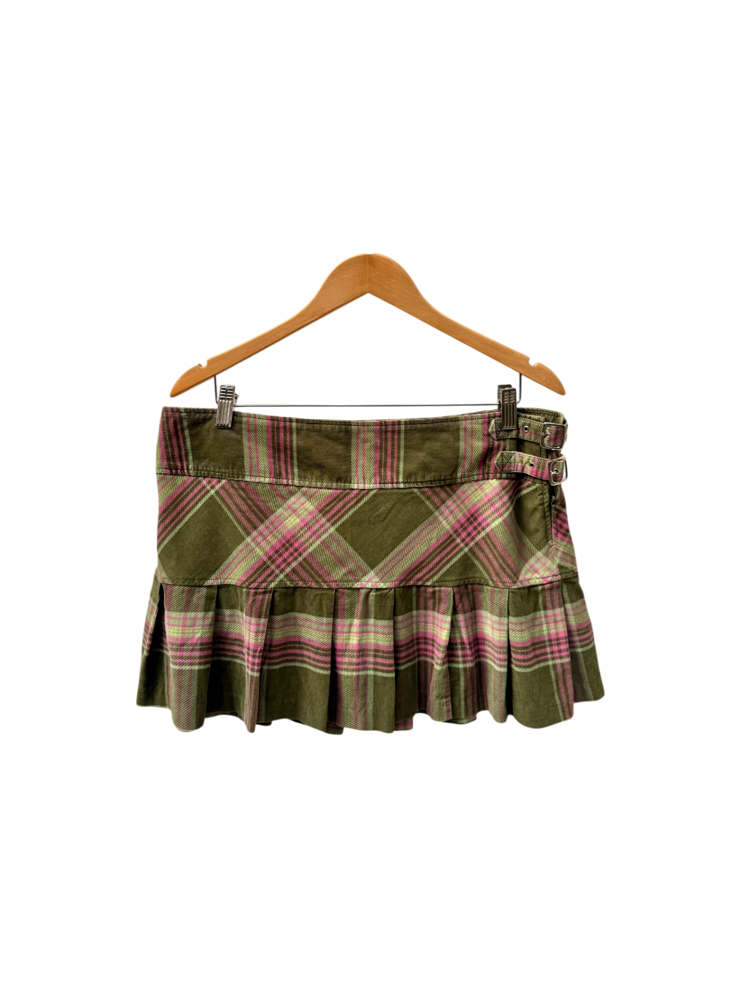 Vintage 90s Plaid Pleated Mini Skirt (L)