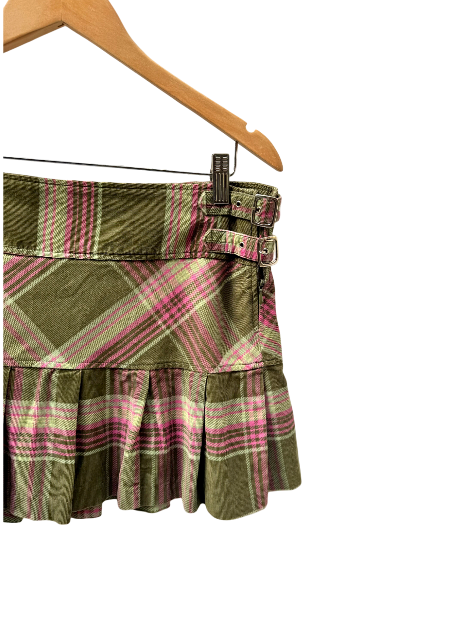 Vintage 90s Plaid Pleated Mini Skirt (L)