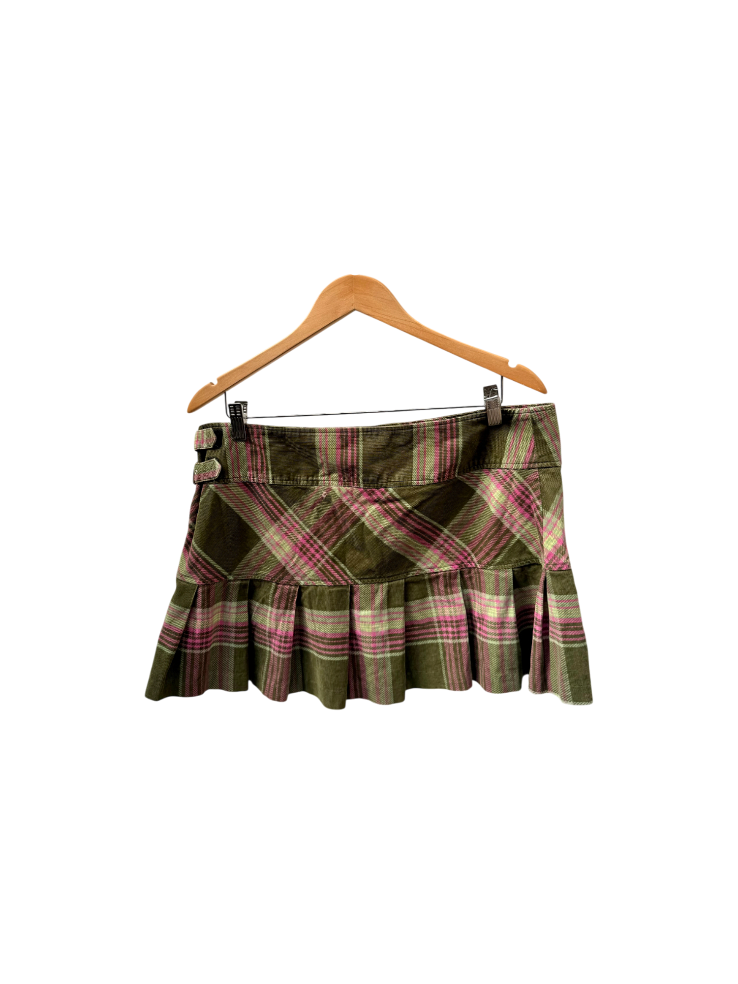 Vintage 90s Plaid Pleated Mini Skirt (L)