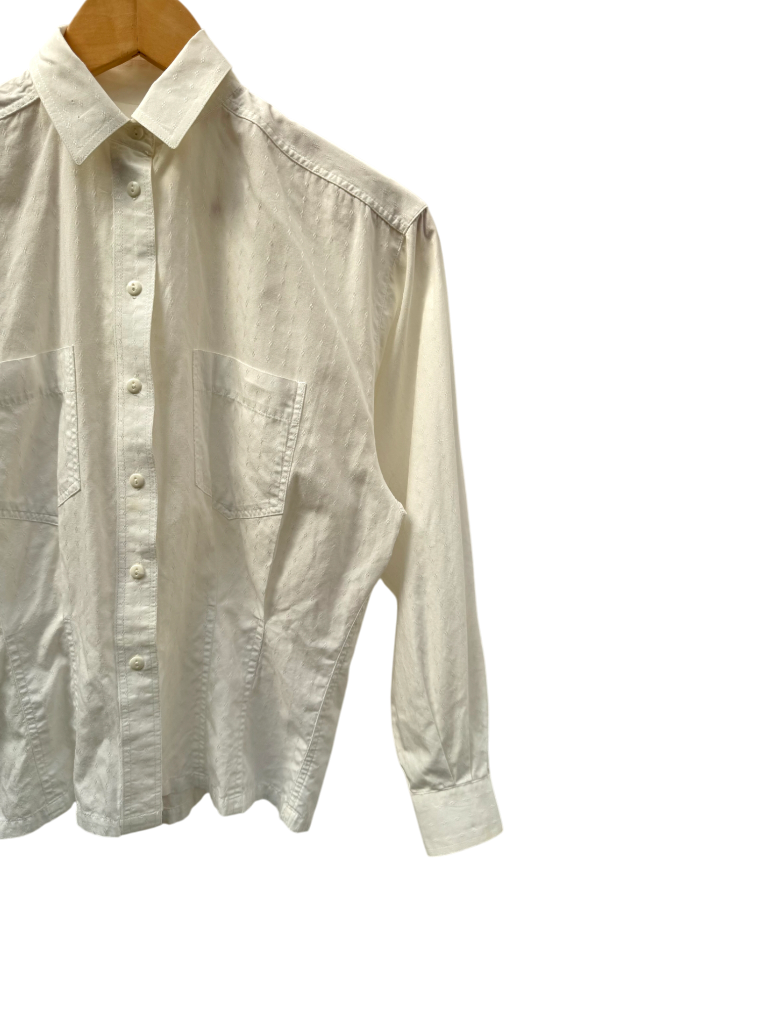Vintage 90s Cropped Ivory Button Up (S)