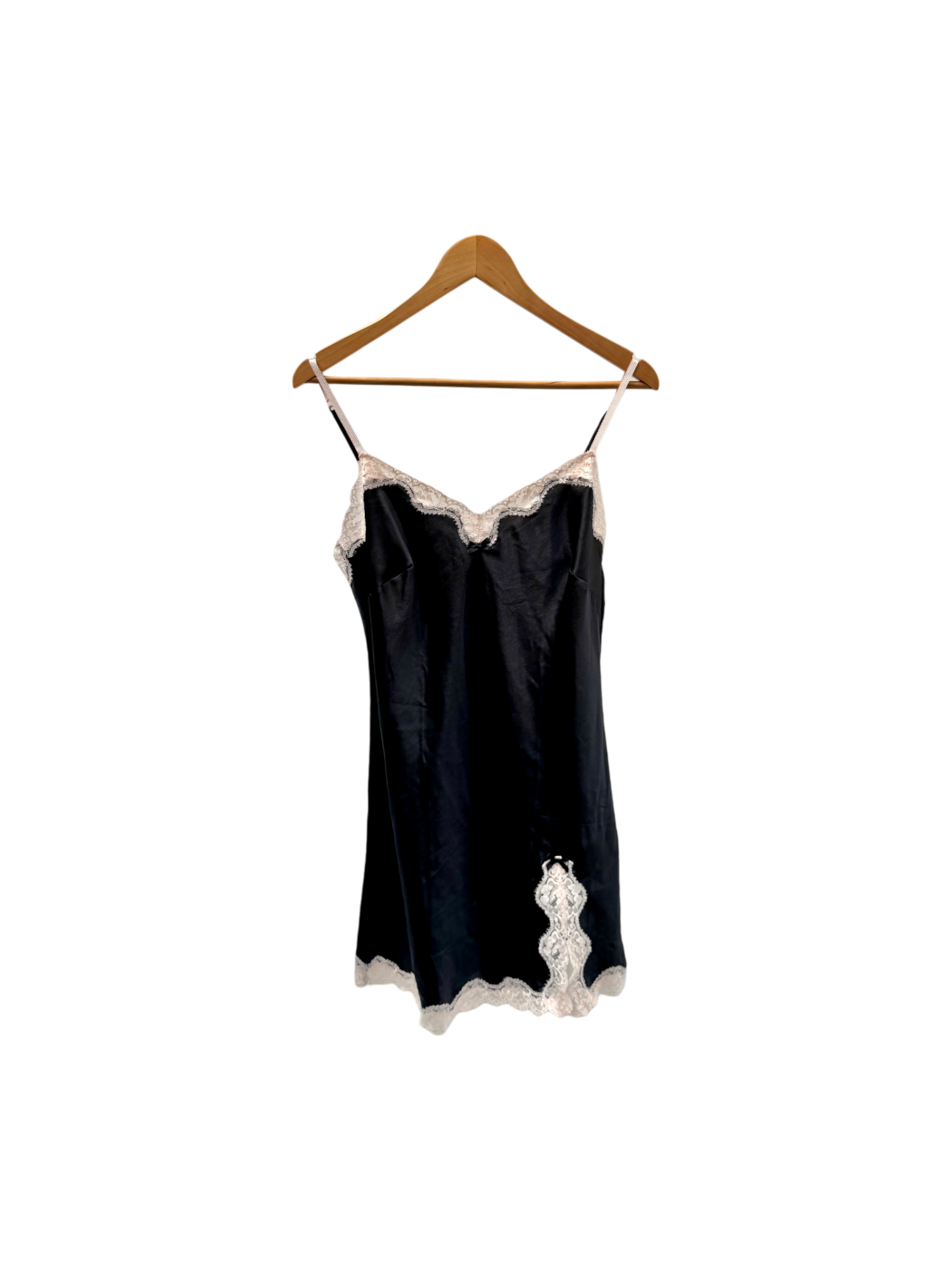Vintage Lace Trim Mini Slip Dress (S)