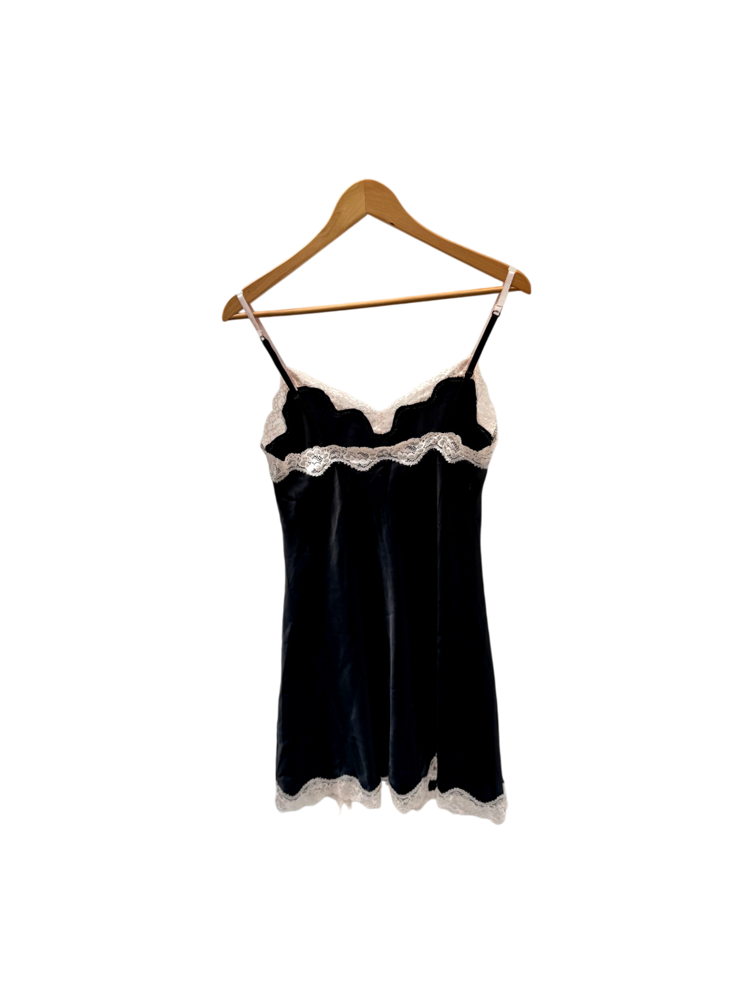 Vintage Lace Trim Mini Slip Dress (S)
