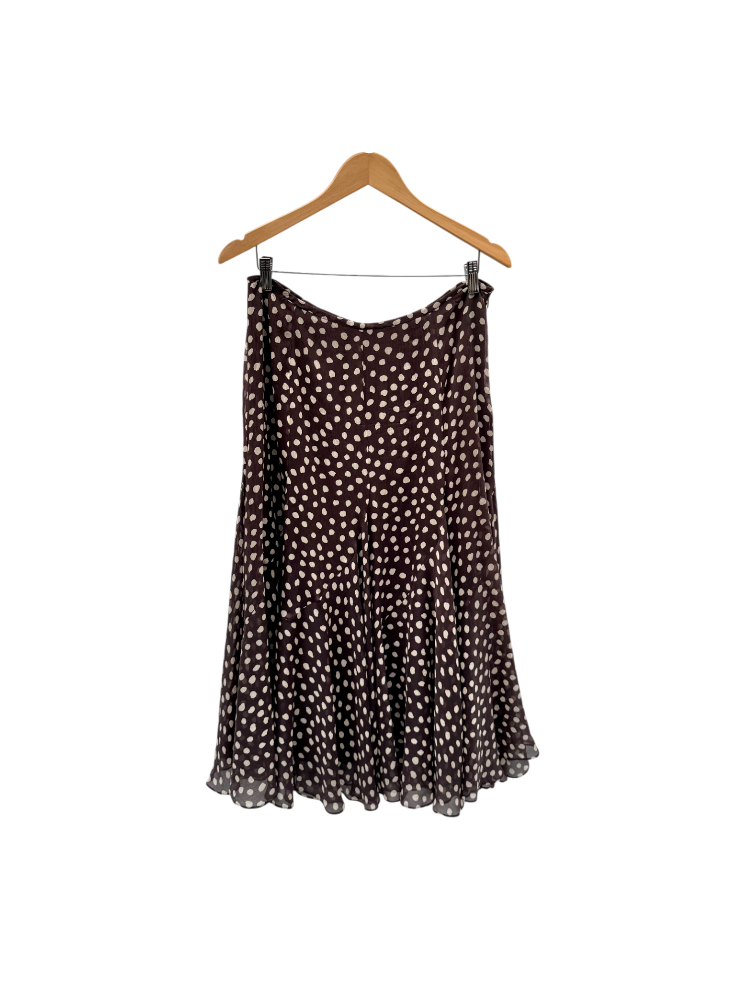 Vintage 90s Dotted Asymmetrical Silk Midi Skirt (M/L)