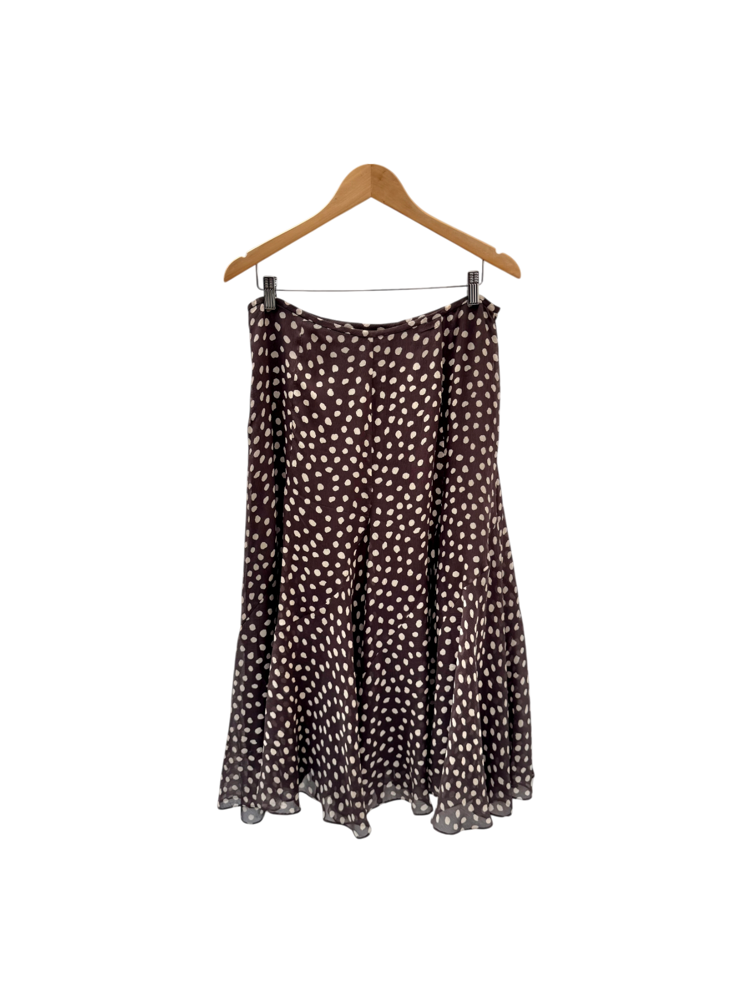 Vintage 90s Dotted Asymmetrical Silk Midi Skirt (M/L)