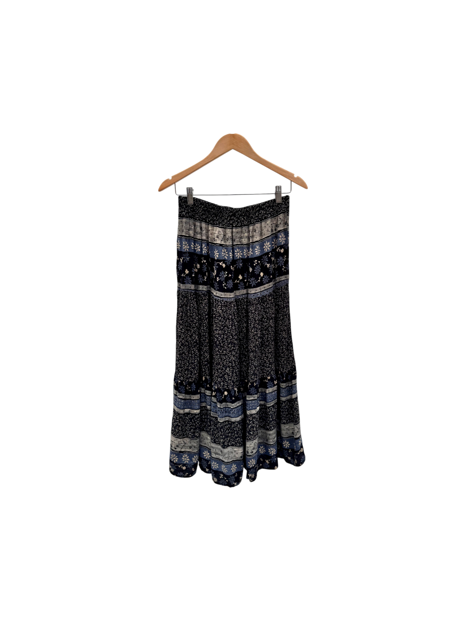 Vintage 90s Retro Mixed Boho Midi Skirt (S/M)