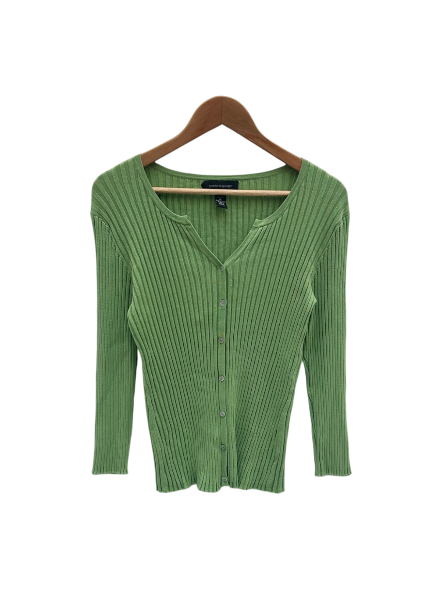 Vintage 90s Ribbed Avocado Cardigan (L)