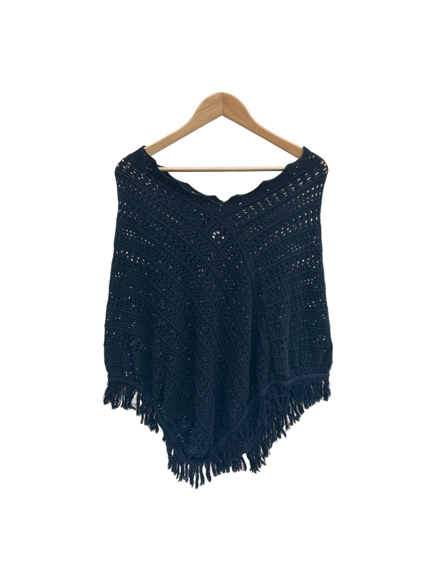 Vintage Retro Fringe Poncho Knit (one size)