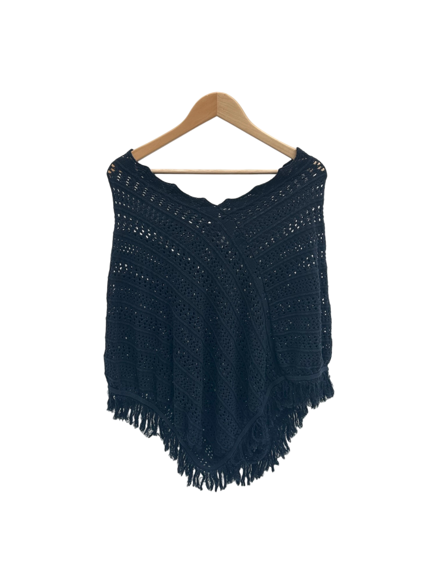 Vintage Retro Fringe Poncho Knit (one size)