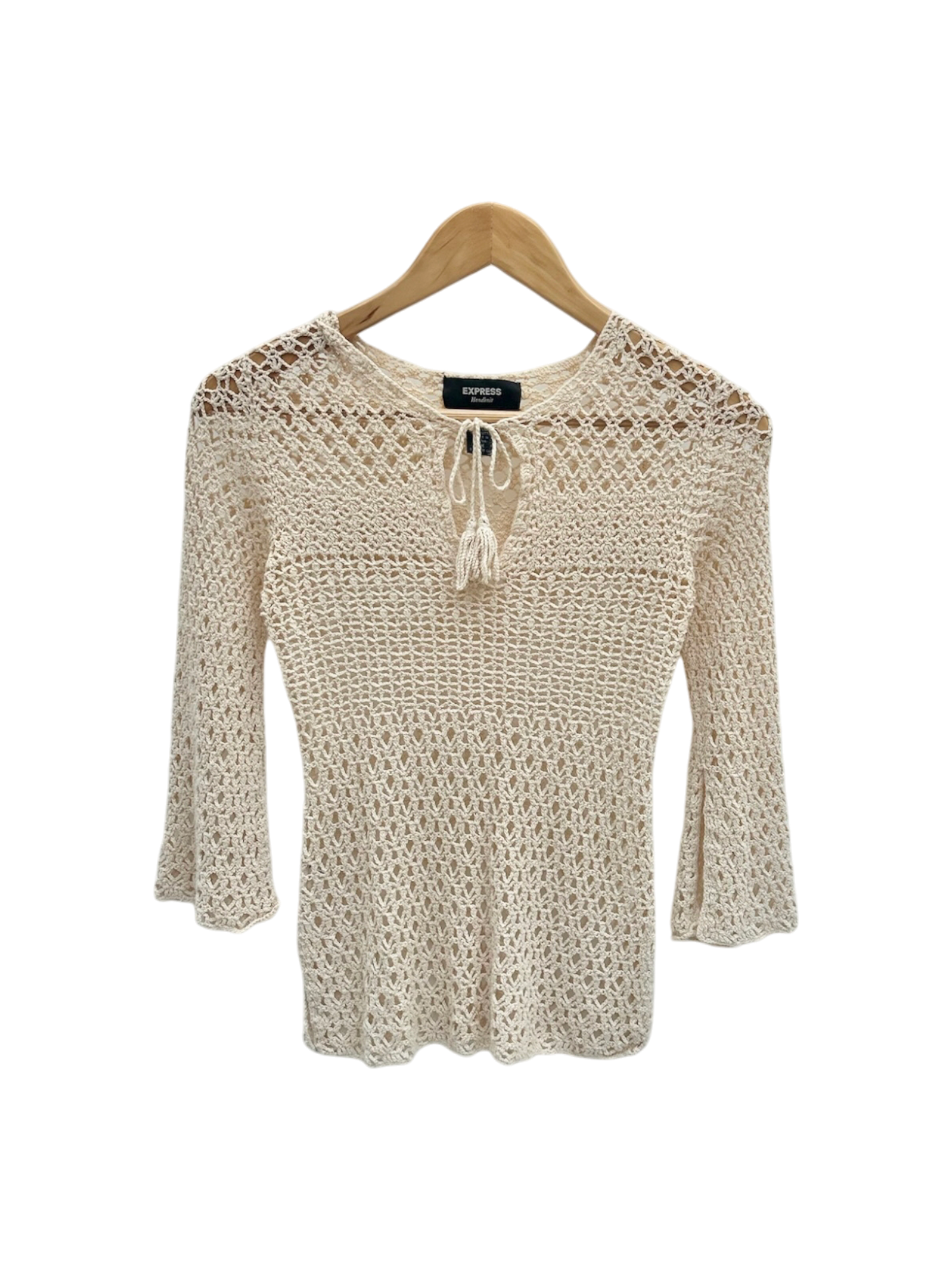 Vintage 90s Cream Crochet Handknit (S/M)