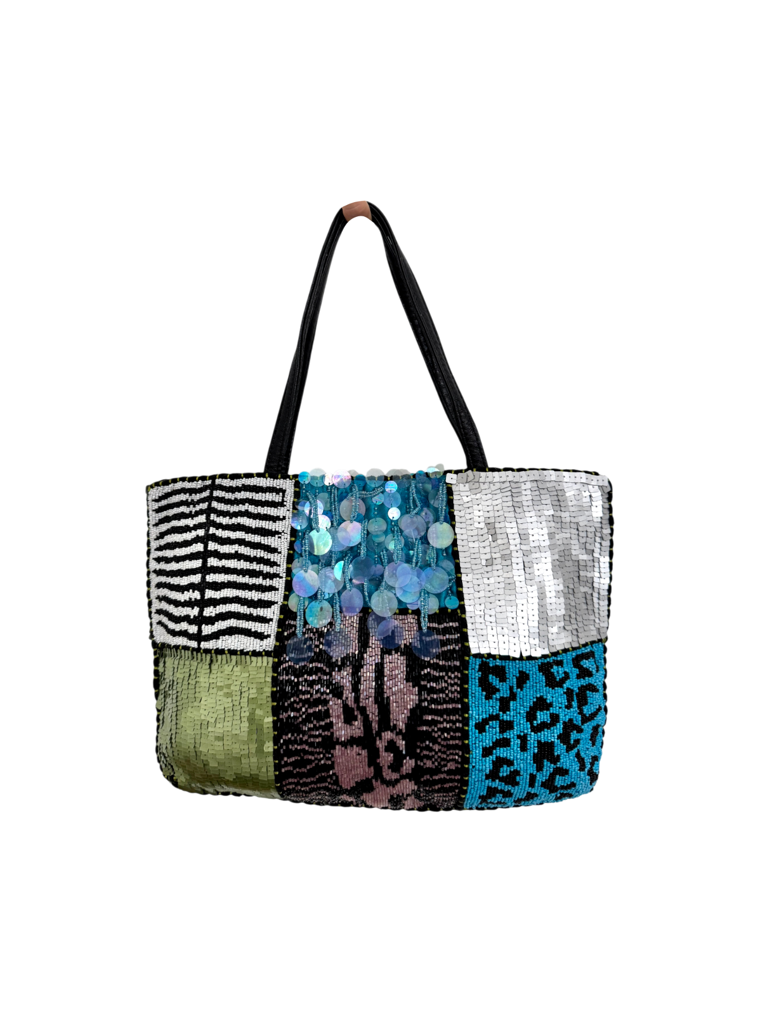 Vintage 90s Mixed Media Patchwork Tote Purse