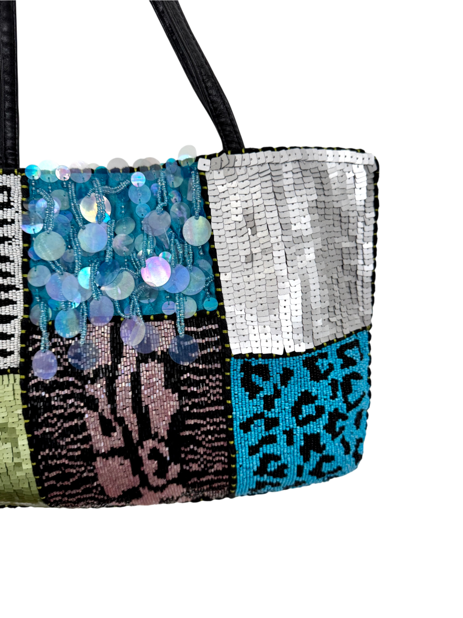 Vintage 90s Mixed Media Patchwork Tote Purse