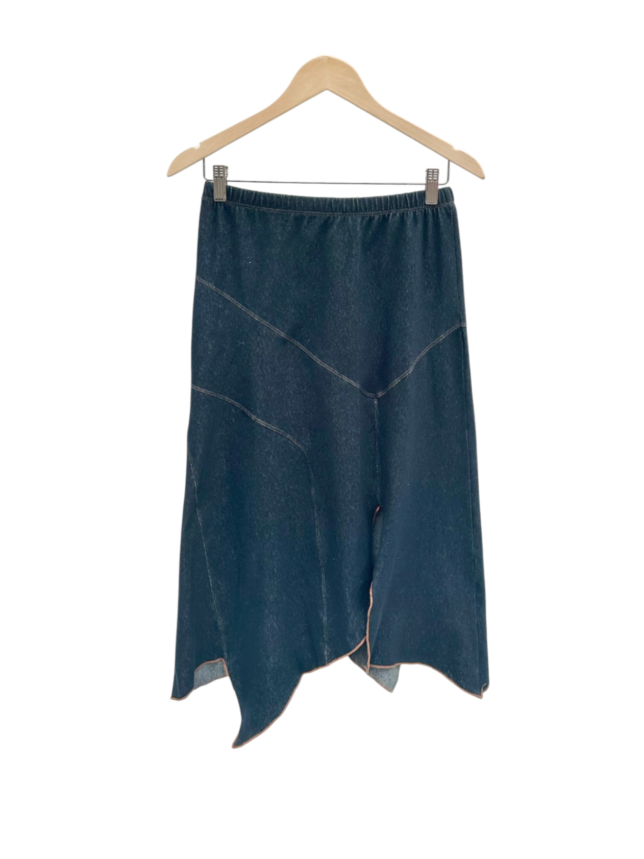 Vintage 90s Asymmetrical Denim Midi Skirt (S)