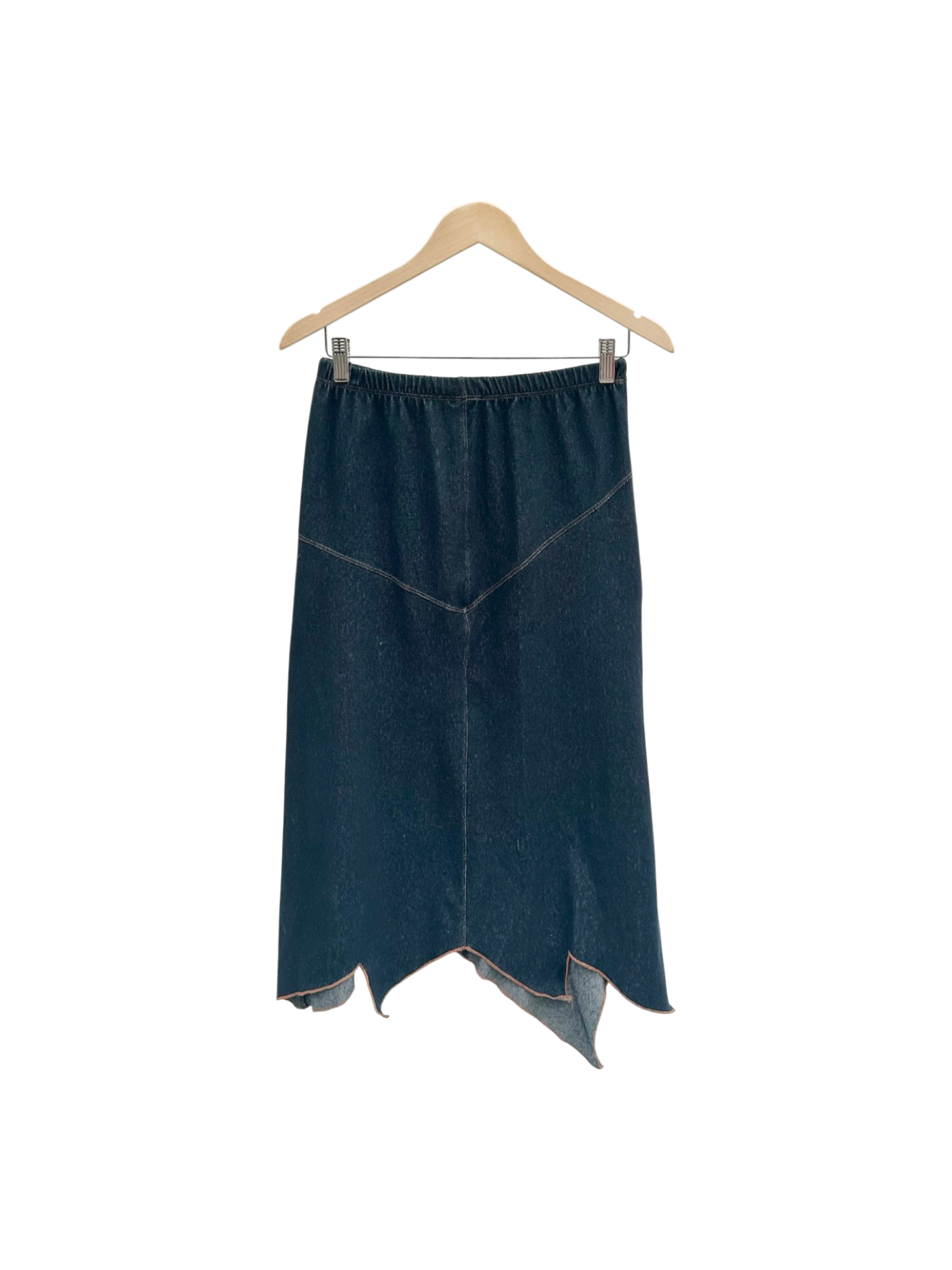Vintage 90s Asymmetrical Denim Midi Skirt (S)