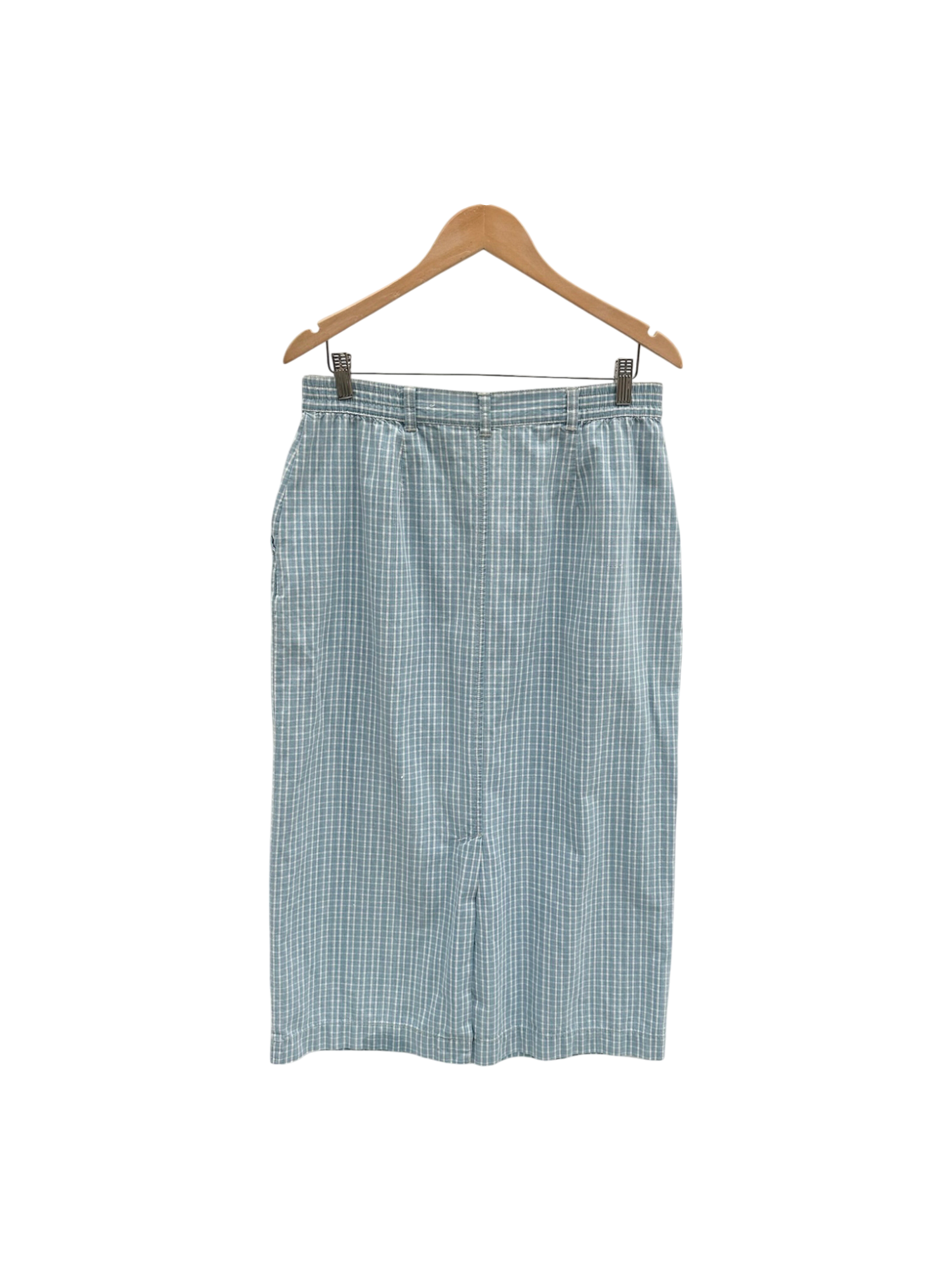 Vintage 90s Retro Plaid Cotton Midi Skirt (M)