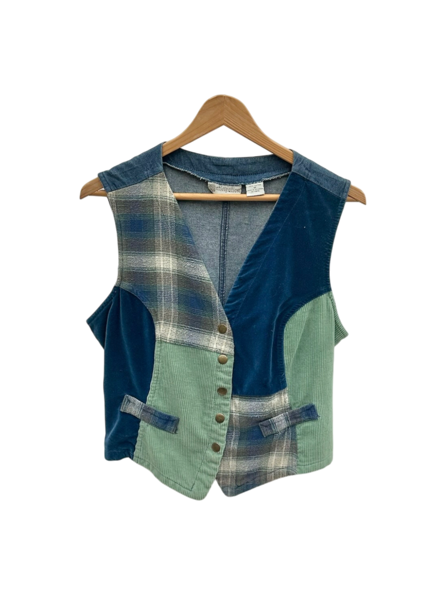 Vintage 80s Patchwork Plaid Vest Top (M)