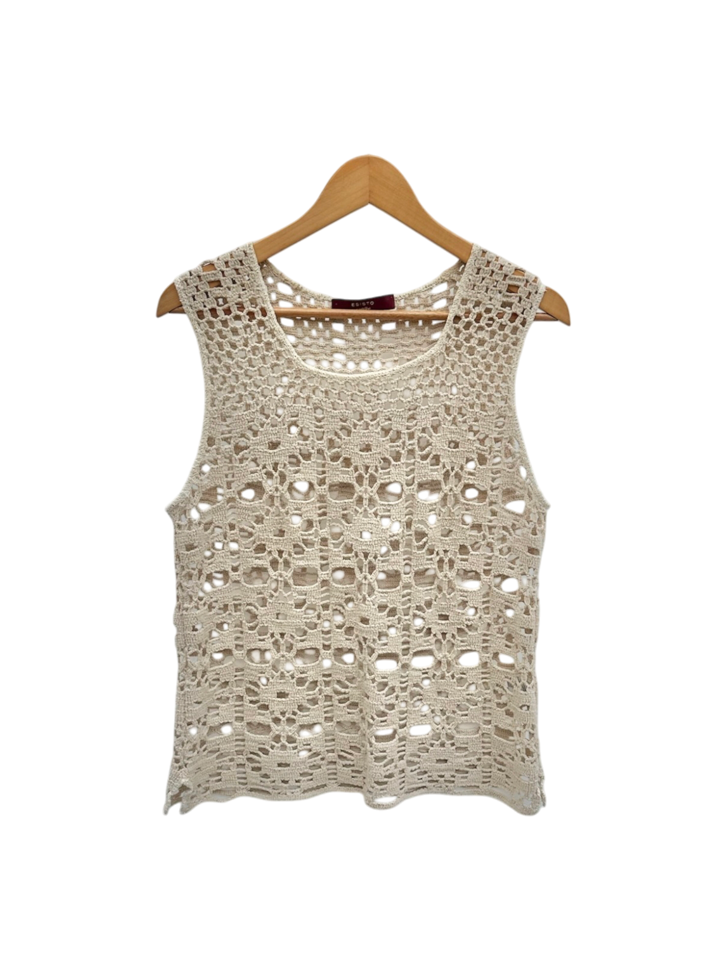 Vintage 90s Retro Cream Crochet Knit (M)