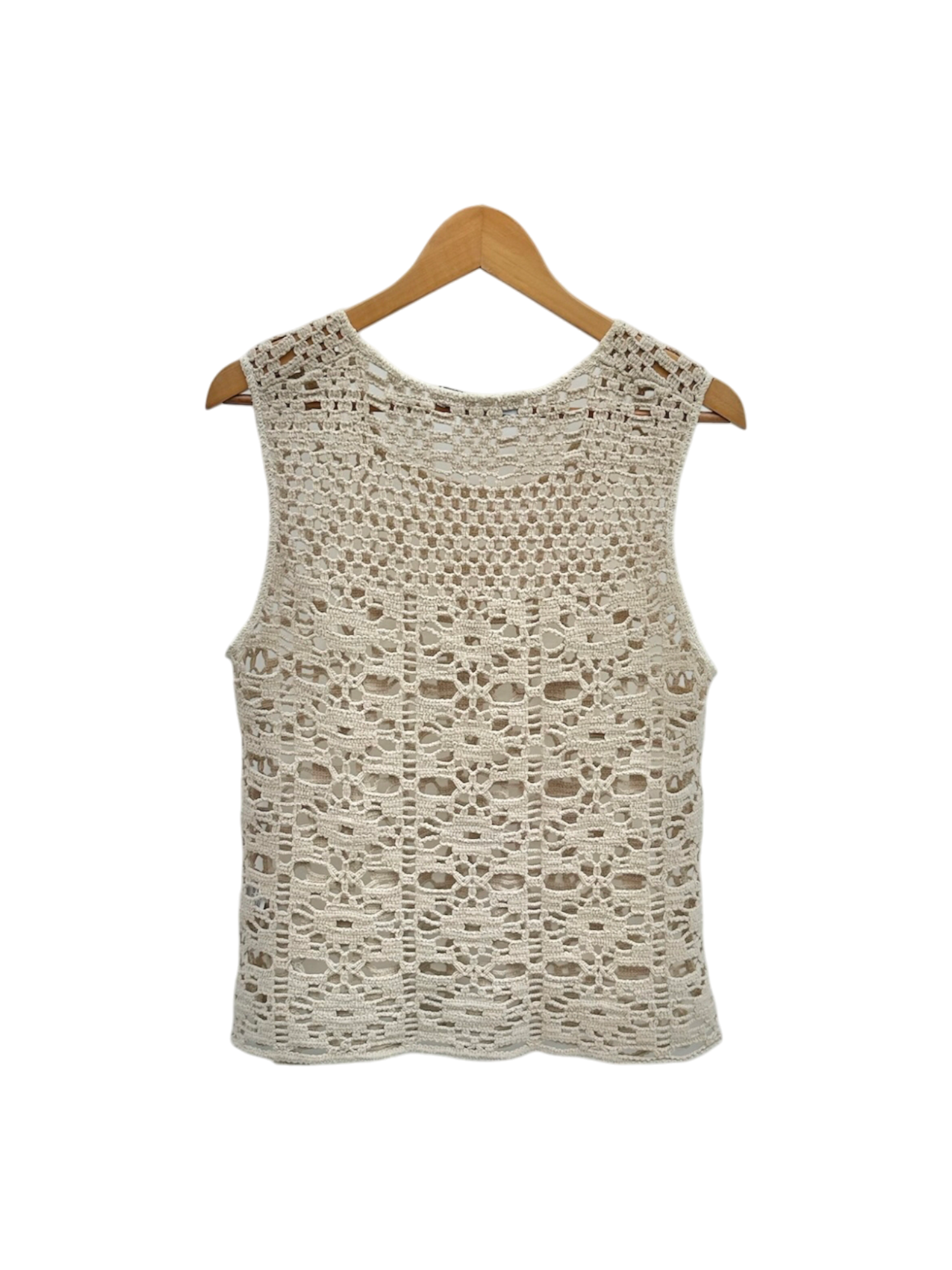 Vintage 90s Retro Cream Crochet Knit (M)