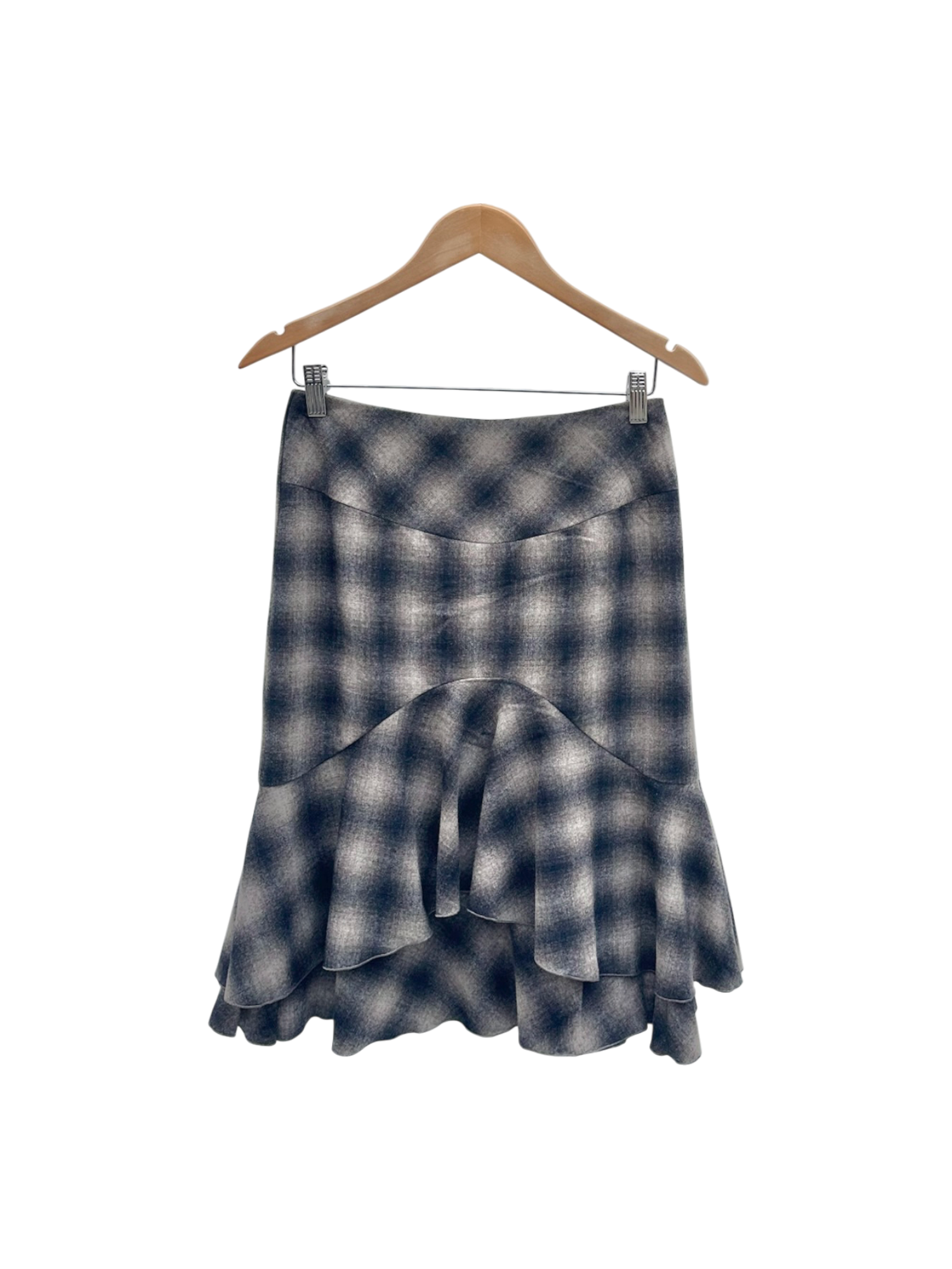 Vintage 90s Ruffled Plaid Midi Skirt (S)