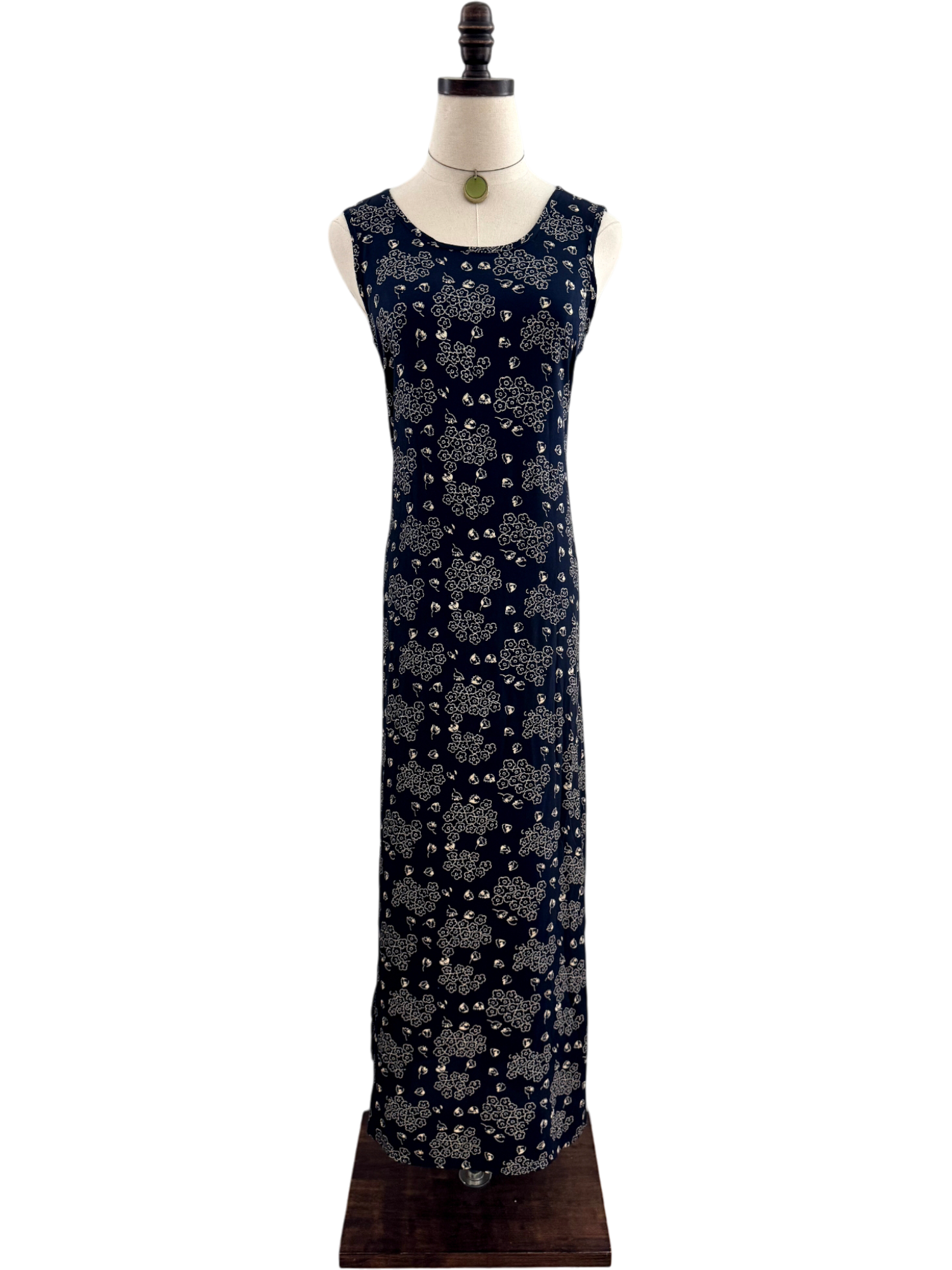 Vintage 90s Tie Back Patterned Midi Dress (M)