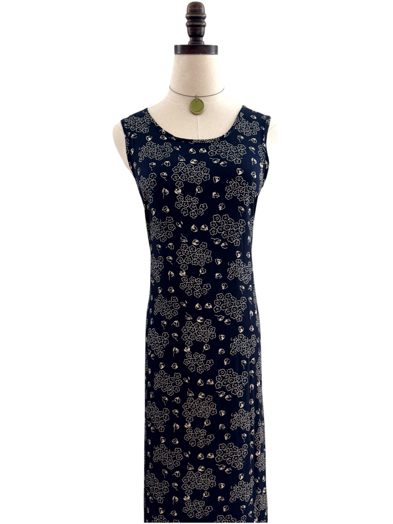 Vintage 90s Tie Back Patterned Midi Dress (M)