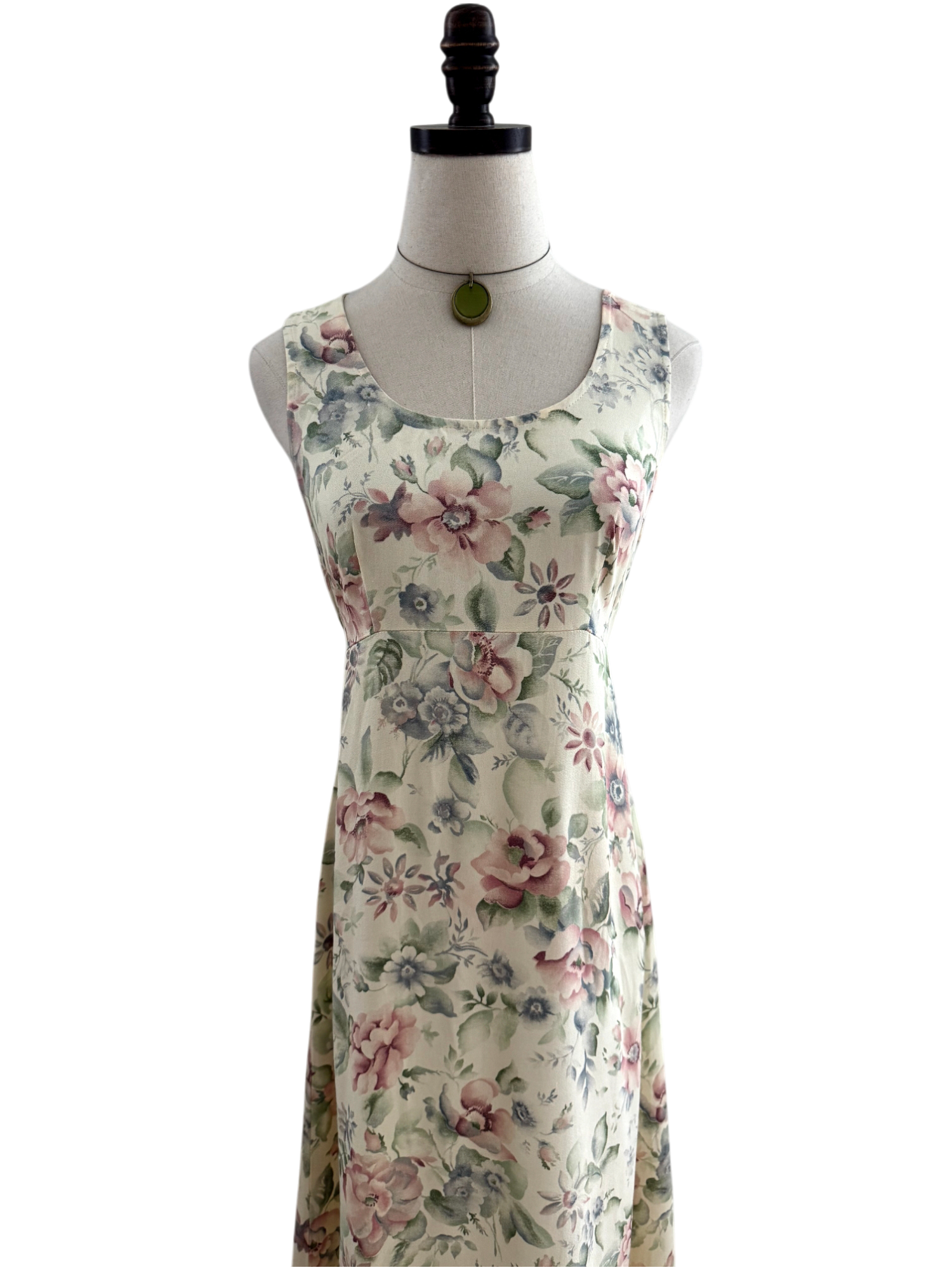 Vintage 90s Floral Prairie Tie Back Midi Dress (M)