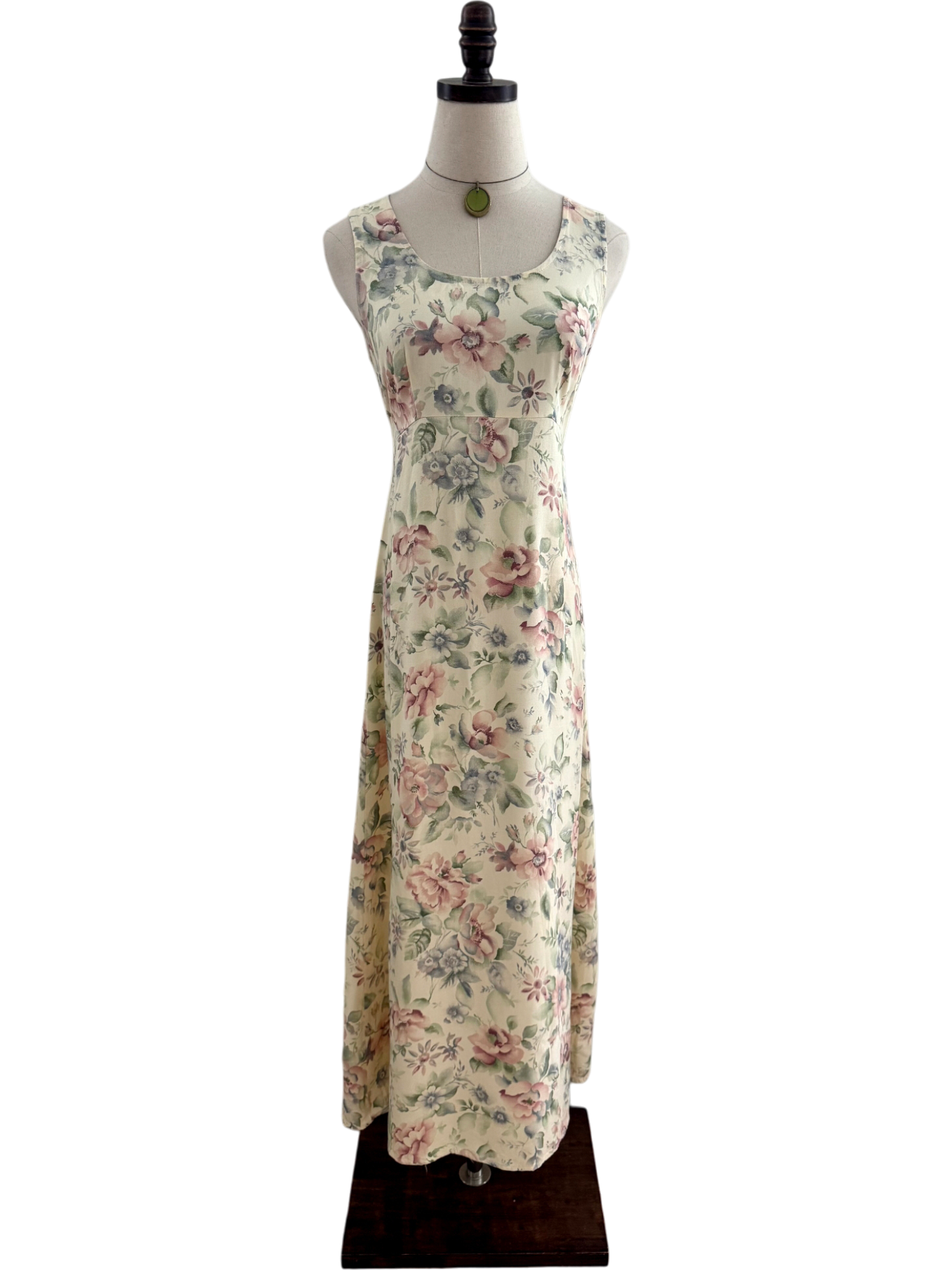 Vintage 90s Floral Prairie Tie Back Midi Dress (M)