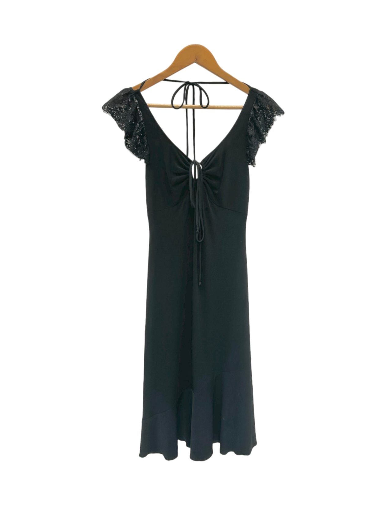 Vintage Y2K Dainty Lace Flutter Sleeve Midi Dress (S)