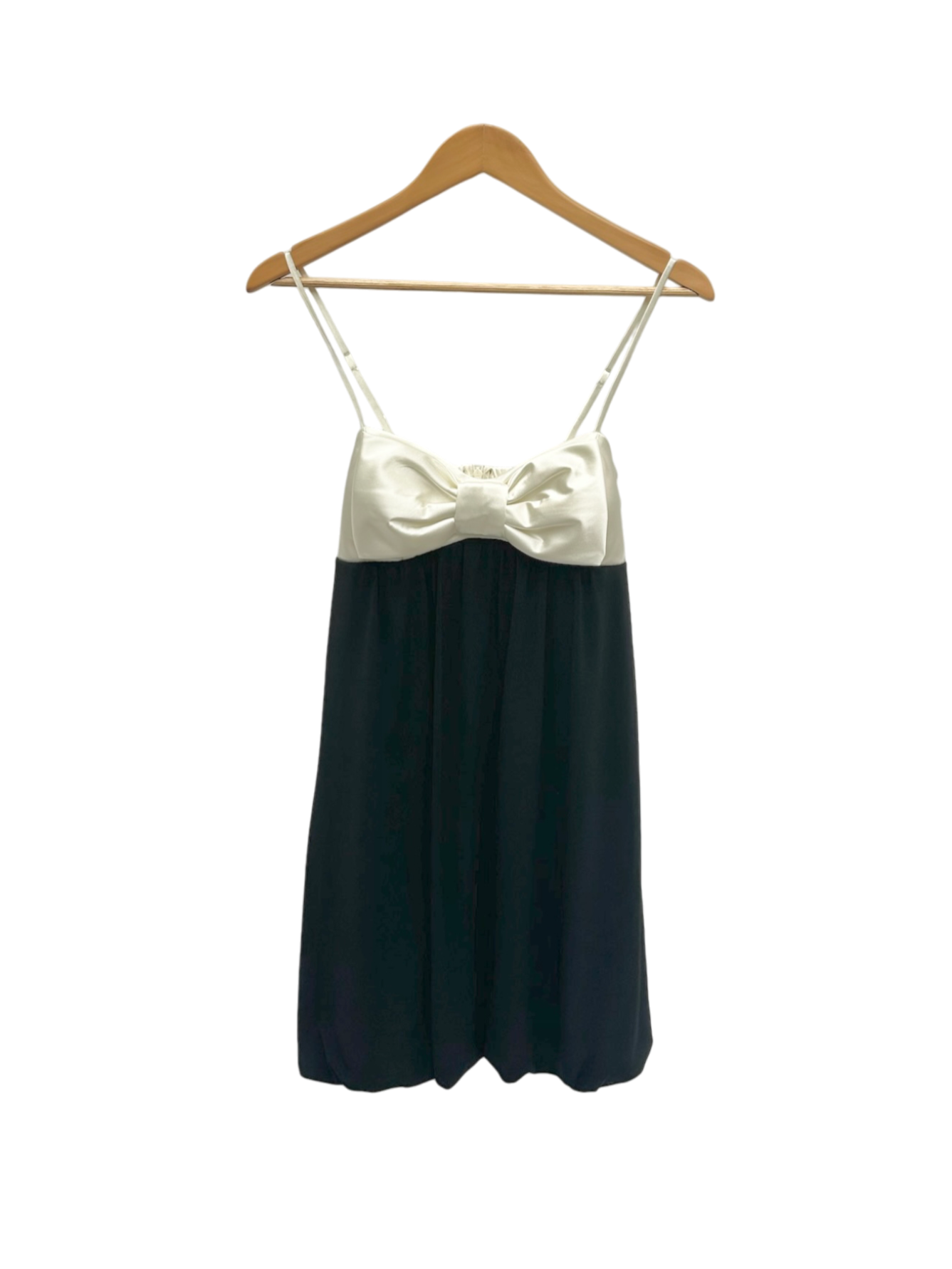 Vintage Y2K Dainty Bow Babydoll Mini Dress w Tie (M)