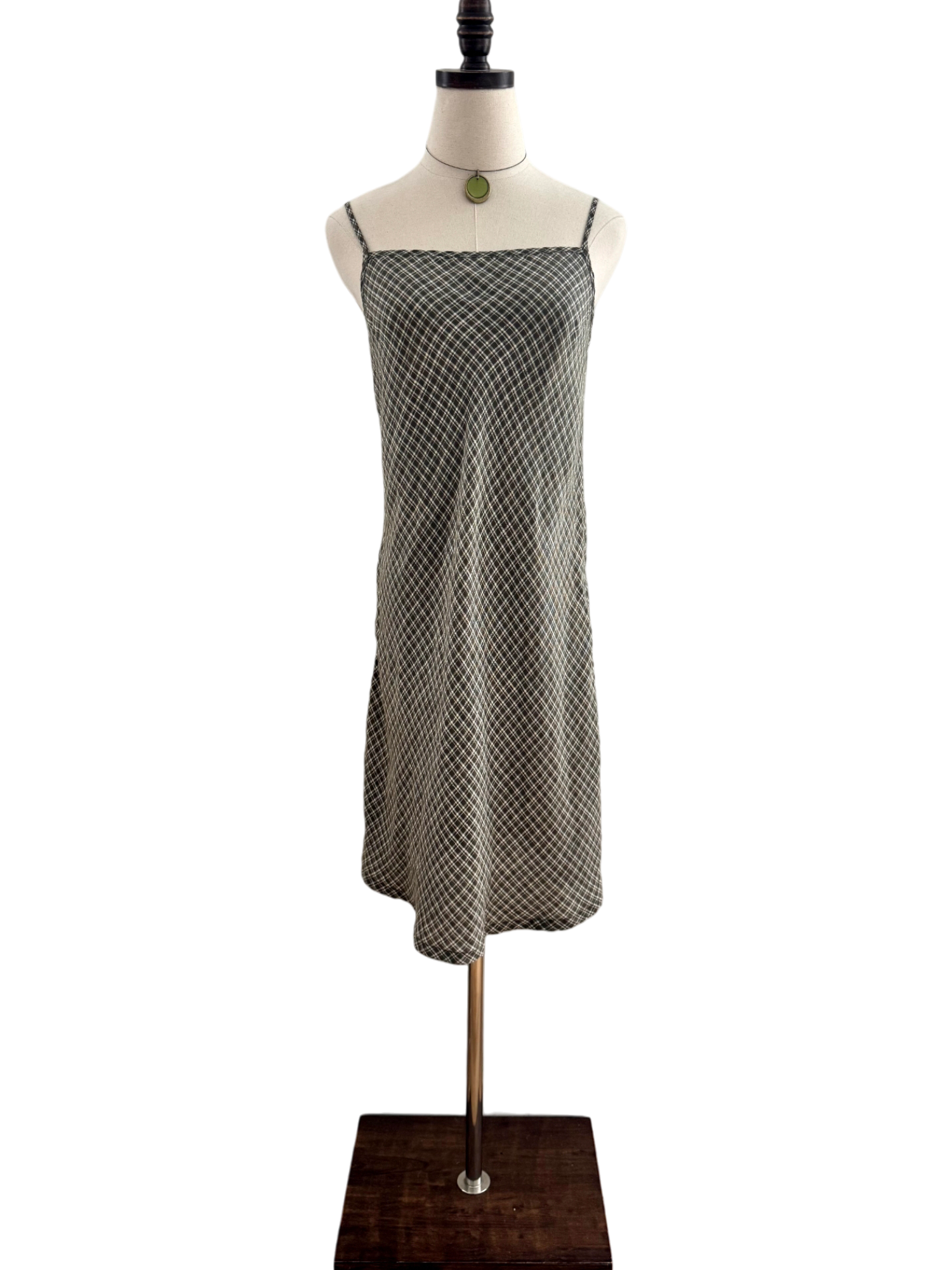 Vintage 90s Green Plaid Dress (S/M)