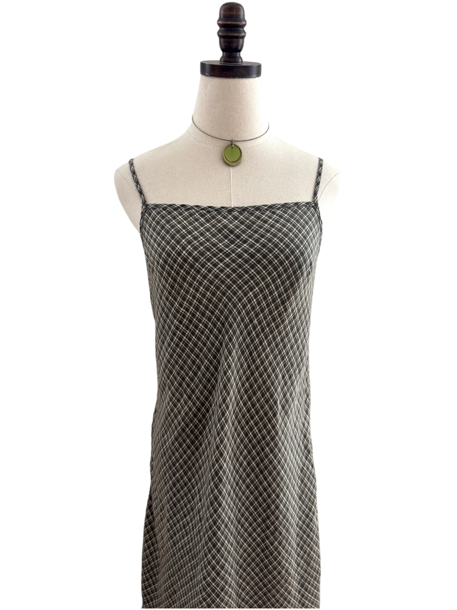 Vintage 90s Green Plaid Dress (S/M)