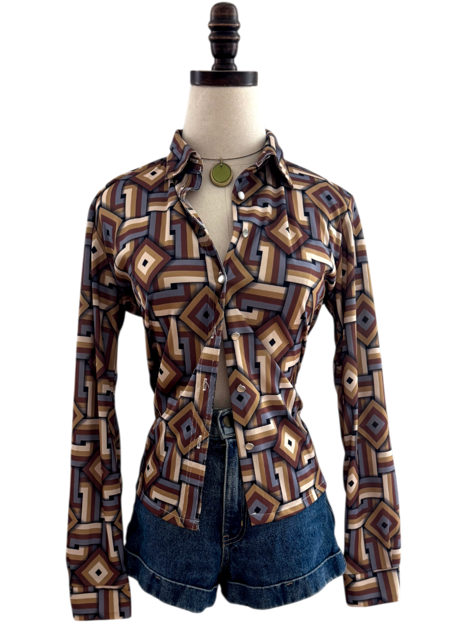 Vintage 90s Retro Geometric Button Up (M)