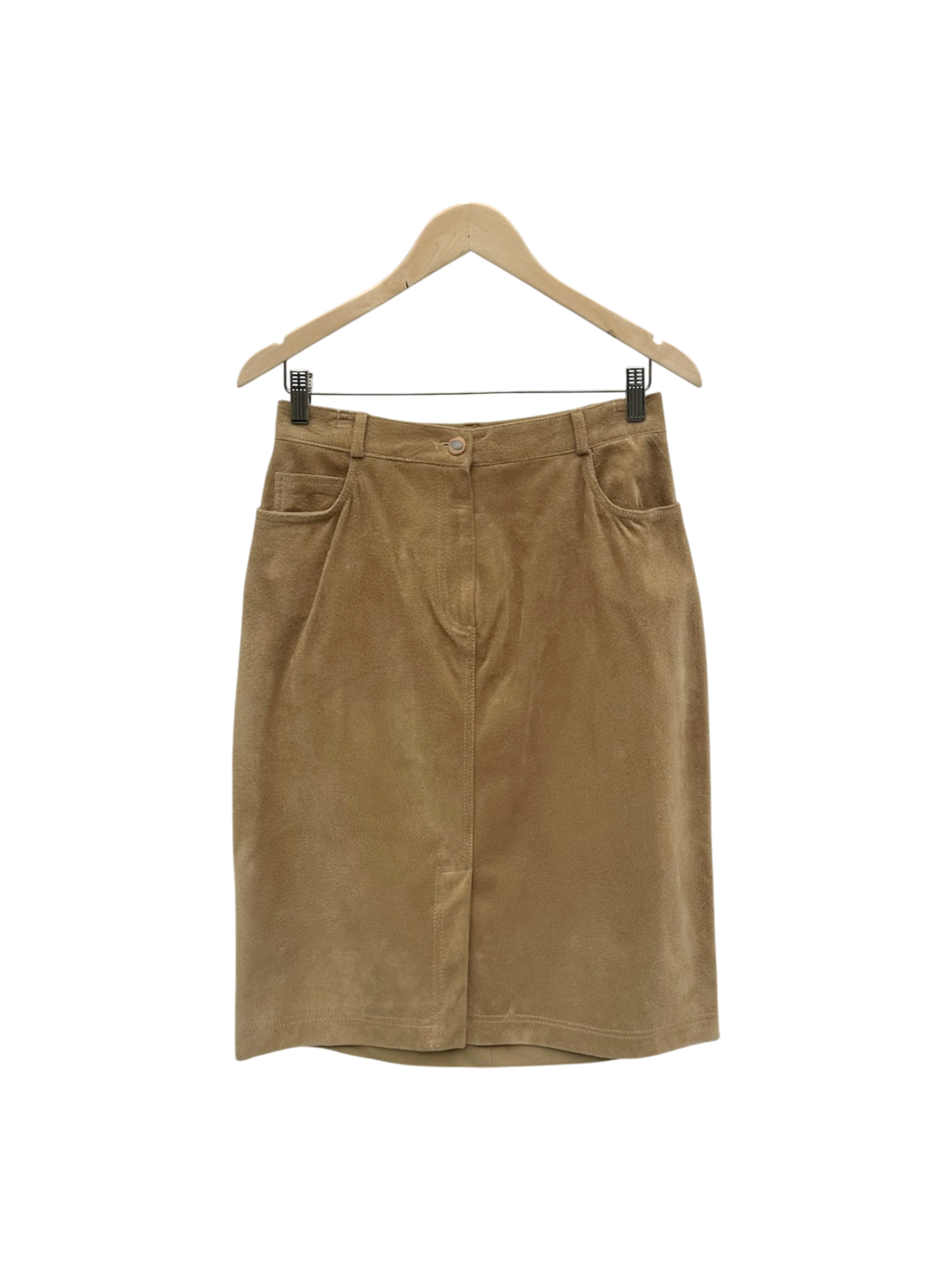 Vintage 90s Parisian Leather Midi Skirt (S/M)